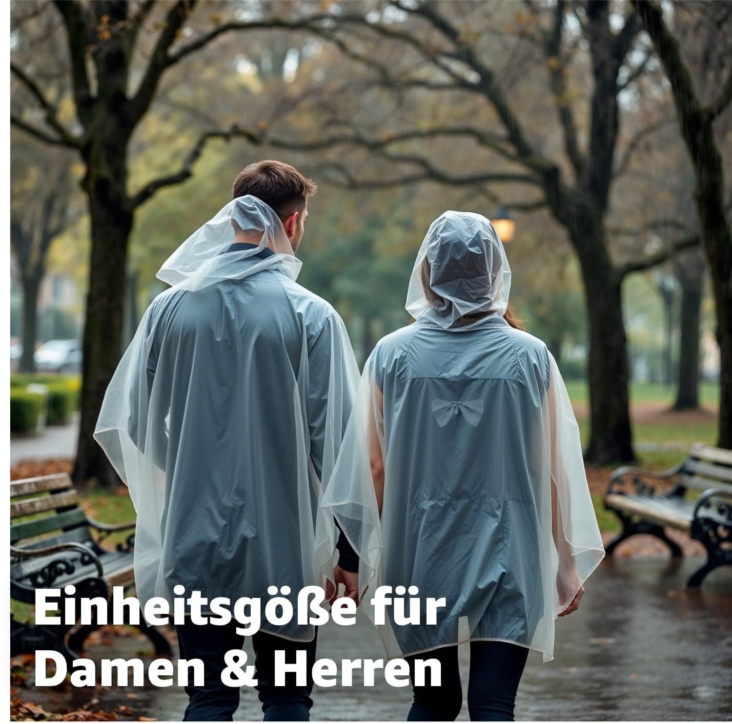 Regenponcho 6x Einweg Regenjacke mit Kaputze transparent Einheitsgröße Regenschirm