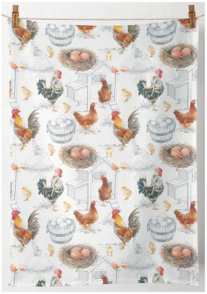 Ambiente® Geschirrtuch Chicken farm, (2-tlg., 2-teilig), Geschirrtücher ca. günstig online kaufen