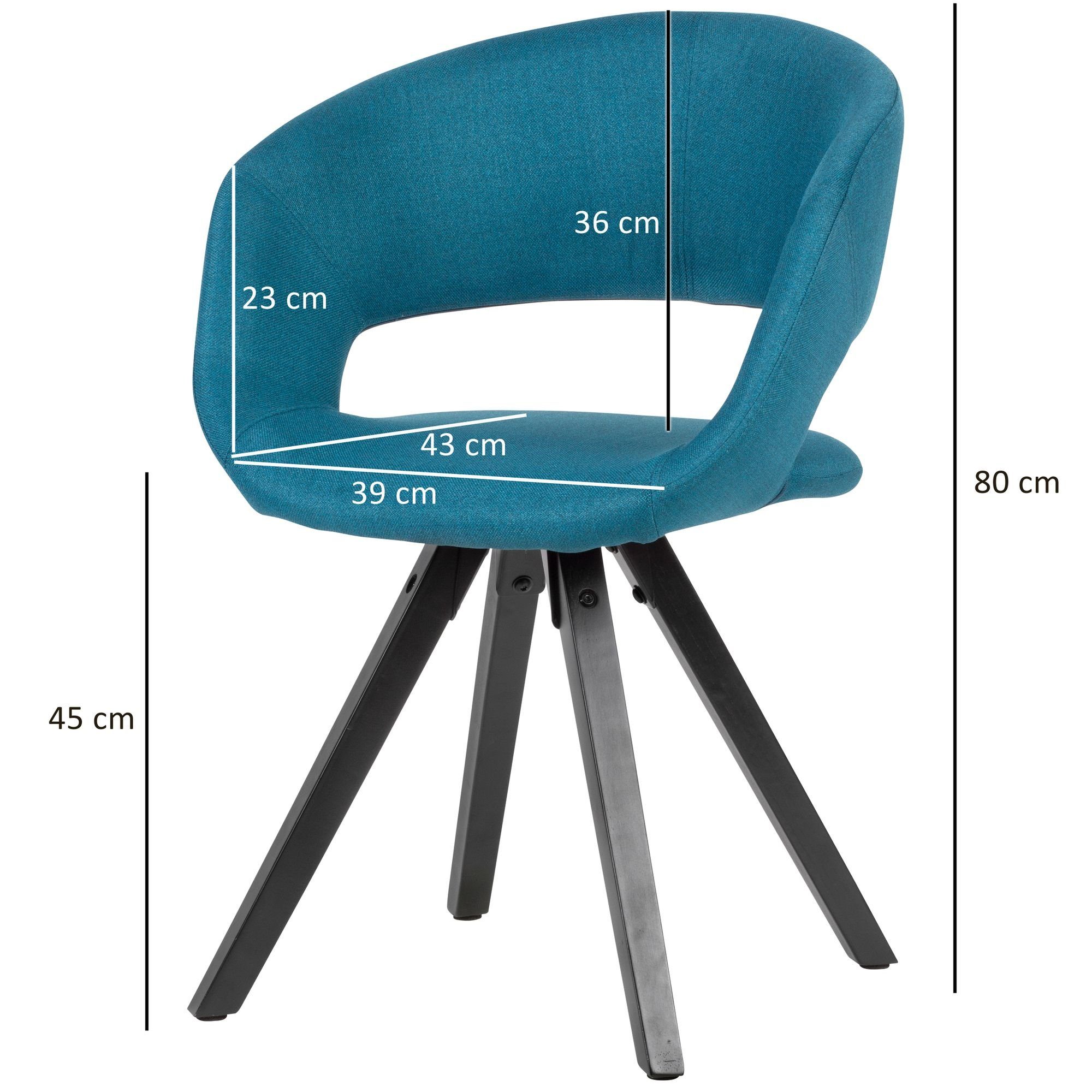 (Küchenstuhl | SuVa20077_1 Retro Petrol Schwarze kg Holzbeine Stuhl mit Polsterstuhl Blau Lehne), Stoff, 110 Esszimmerstuhl Blau FINEBUY