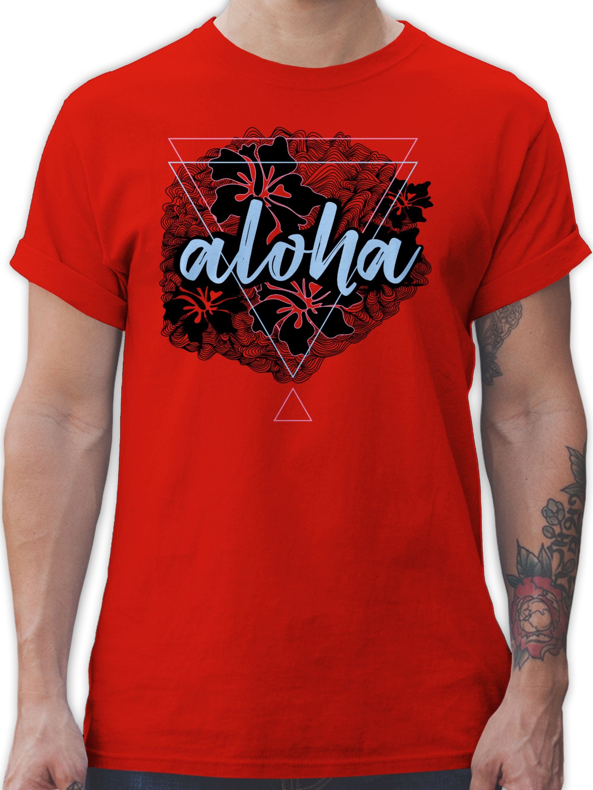 Shirtracer T-Shirt Aloha Sommerurlaub Herren 2 Rot