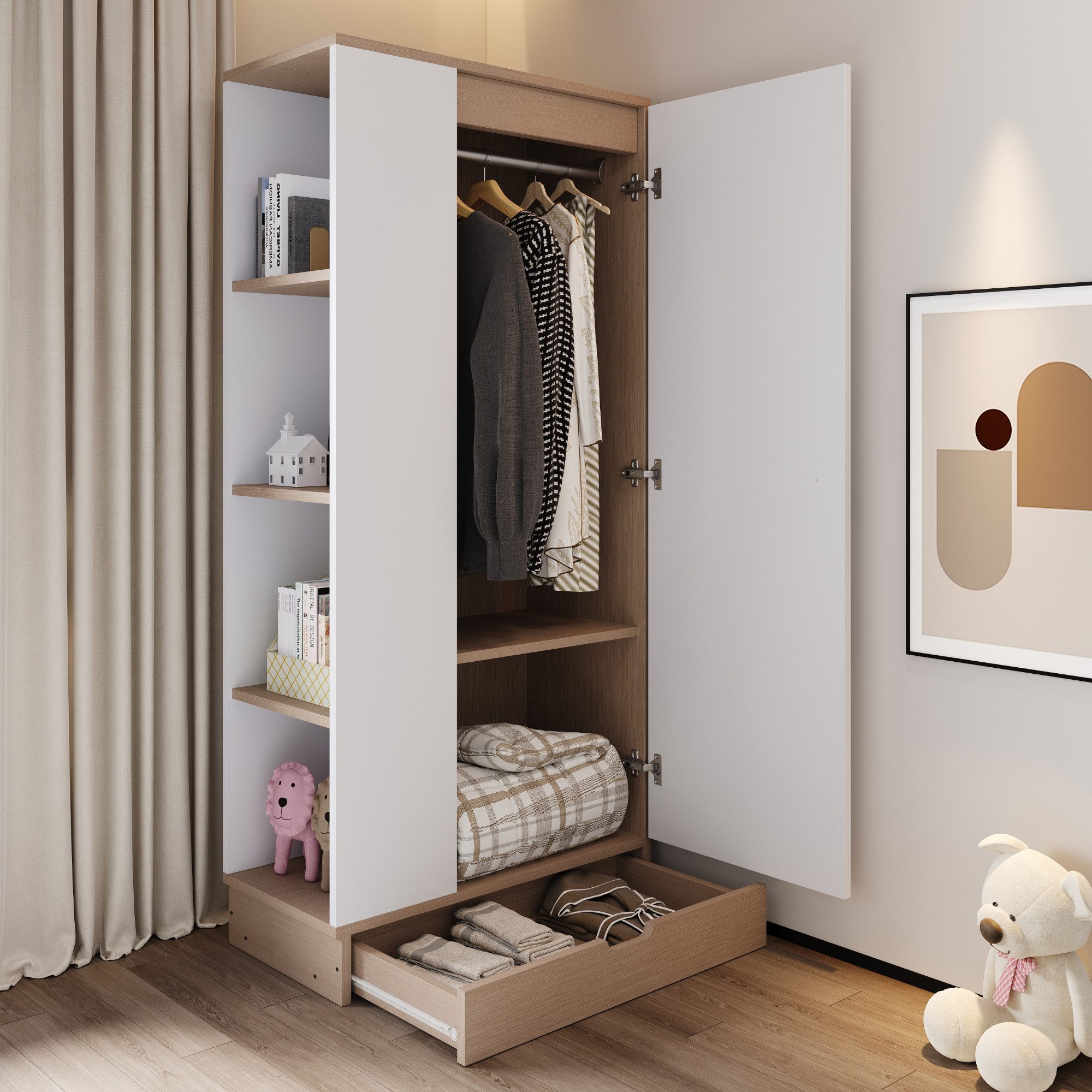 Flieks Kleiderschrank Eintür-Design Kleiderschrank 70x40x170cm mit günstig online kaufen