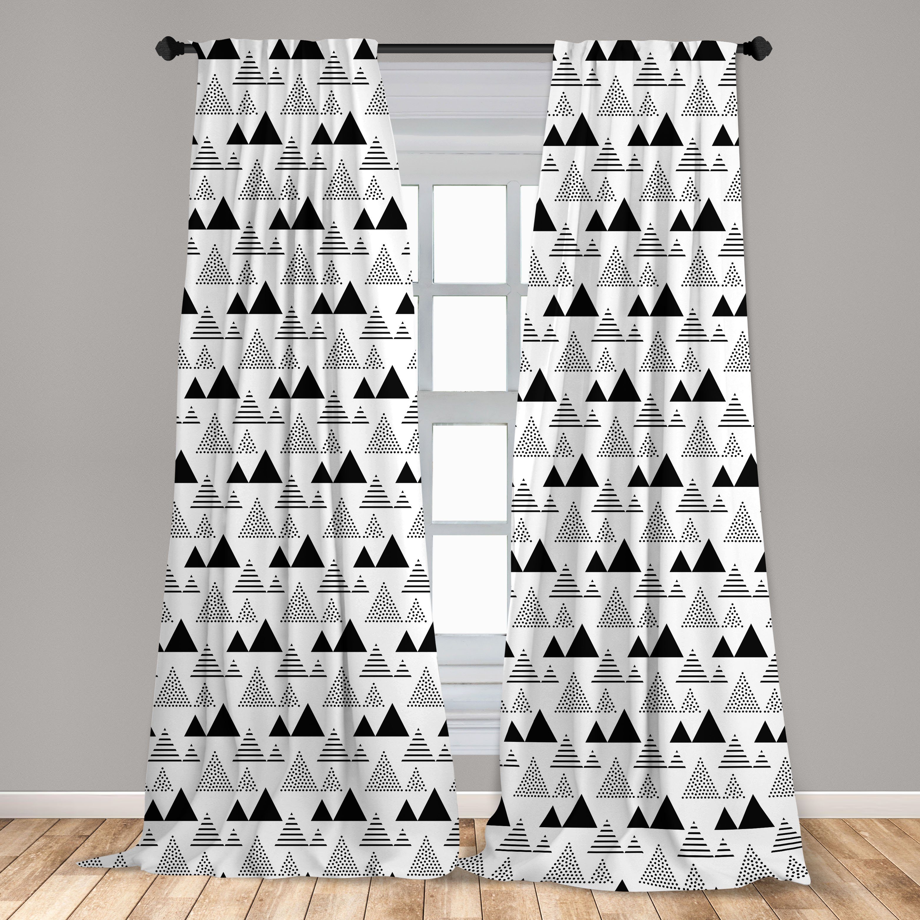 Triangles Abakuhaus, Schlafzimmer Vorhang Gepunktete Microfaser, für Gestreifte Wohnzimmer Dekor, Abstrakt Gardine