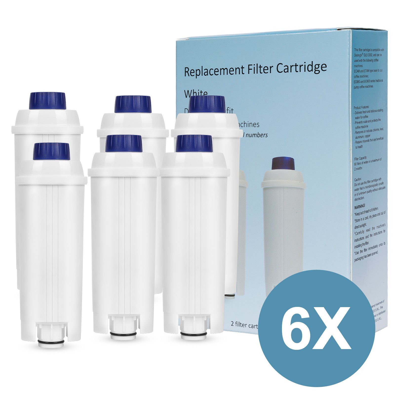 Lospitch Wasserfilter Wasserfilter für Delonghi DLSC002 Kaffeemaschine, 6er-Pack | Filter