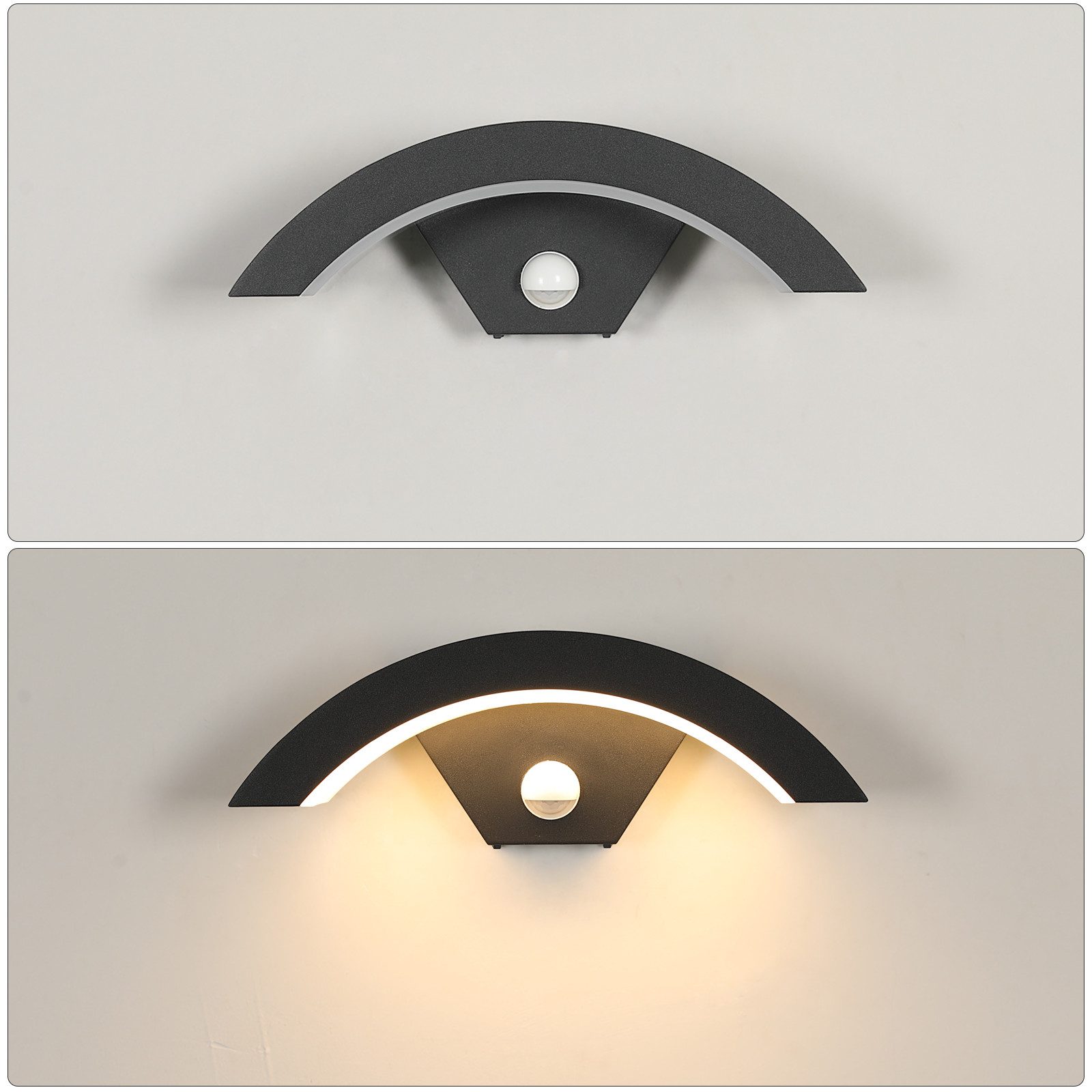 Riserva Wandleuchte LED Außenwandleuchte U-Form Schwarz 24W Sensor IP65