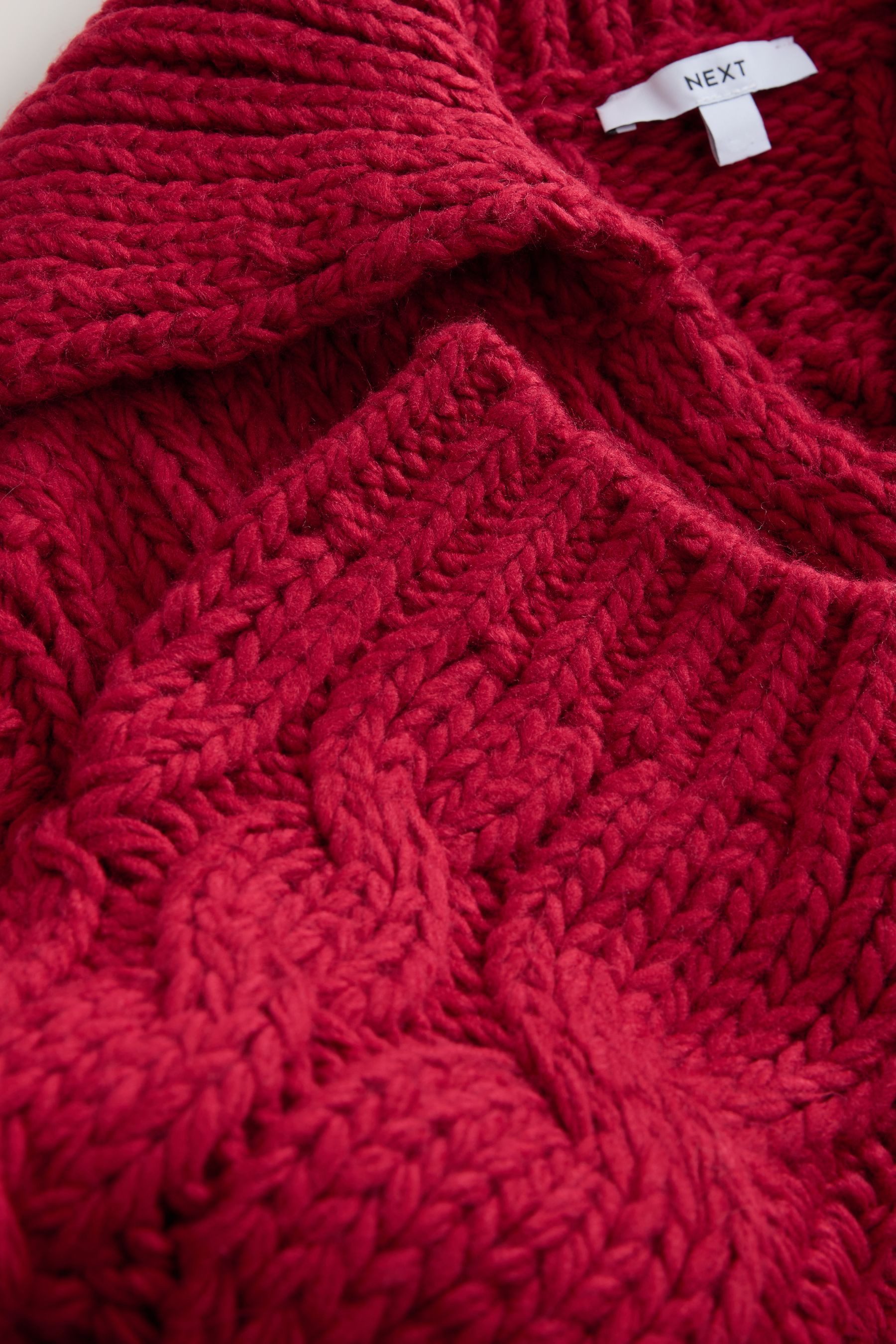 Next Polokragenpullover Grobstrickpullover mit Zopfmuster, offener günstig online kaufen