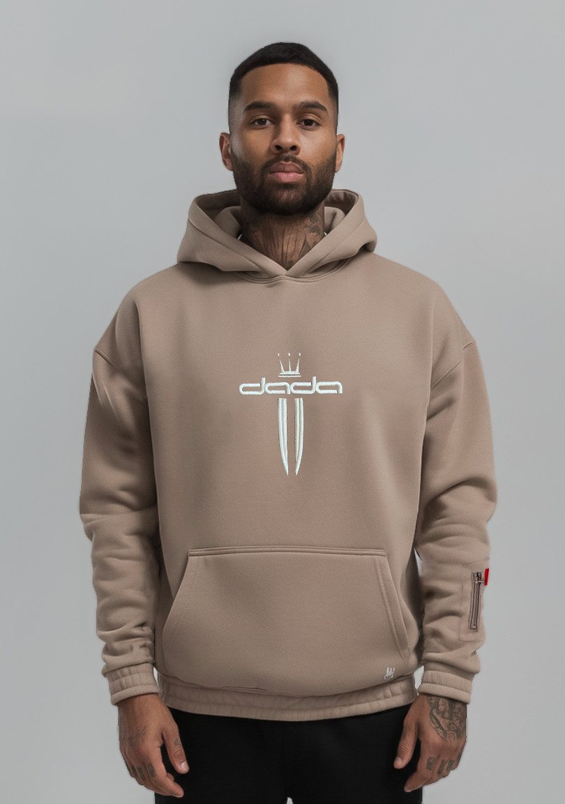 DADA Supreme Hoodie Oversize Fit mit Rückendruck, Stickdetails und Zip-Tasche New Crown Knife Logo