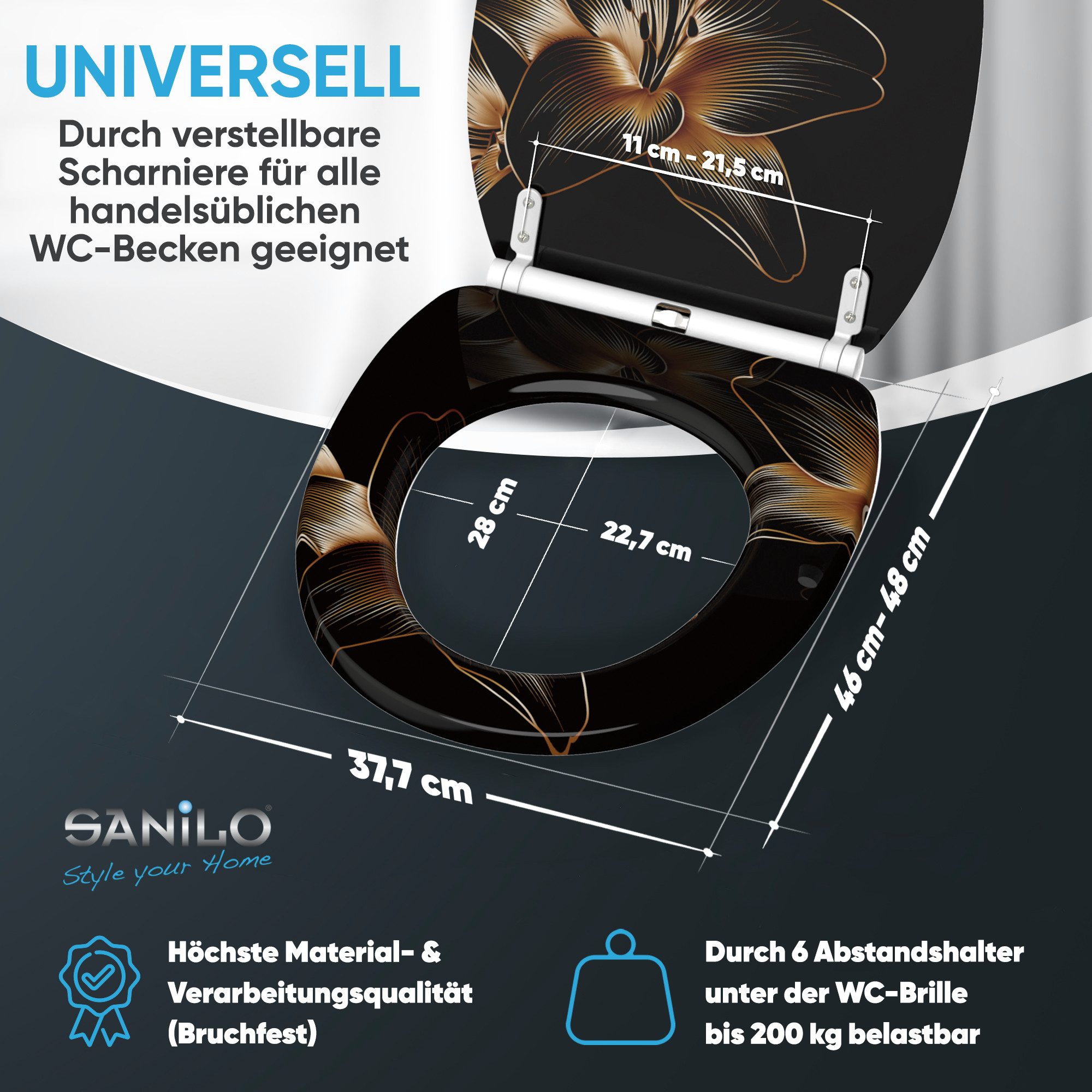 Sanilo WC-Sitz mit Absenkautomatik & Top Fix in vielen Designs, hochwertig, abnehmbar, leichte Montage von oben, mit Schraubenzieher – Bild 4 von 5
