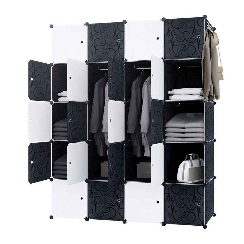 UISEBRT Kleiderschrank DIY Regalsystem Garderobenschrank 20 Boxen mit Tür
