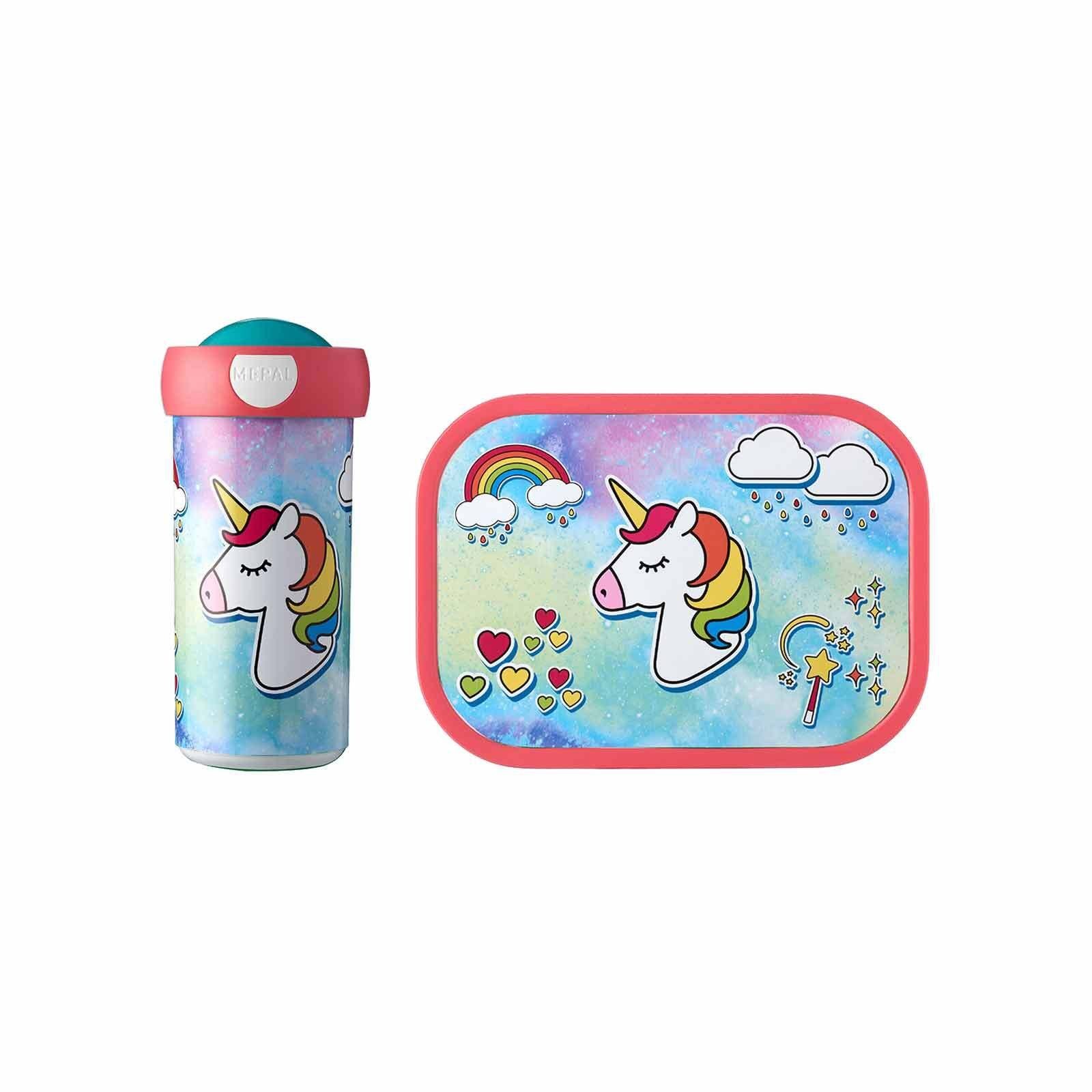 Mepal Lunchbox Campus Brotdose + Verschlussbecher 300 ml + 700 ml, Acrylnitril-Butadien-Styrol (ABS), (2-tlg), Spülmaschinengeeignet Unicorn