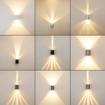 hofstein Außen-Wandleuchte LED Aussen Wand Leuchte Terrasse Edelstahl Aussenlampe Wandlampe