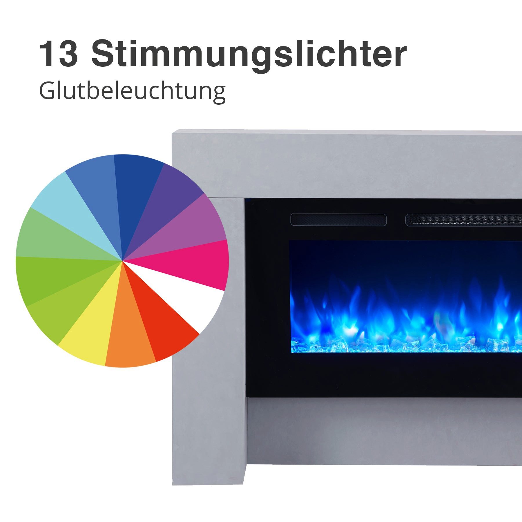 Balderia Elektrokamin Elektrokamin BALDERIA Zeus - Standkamin, Heizung 2000 W - Betonoptik, 3D-Flammeneffekt, LED-Beleuchtung, Fernbedienung, Timer, Thermostat