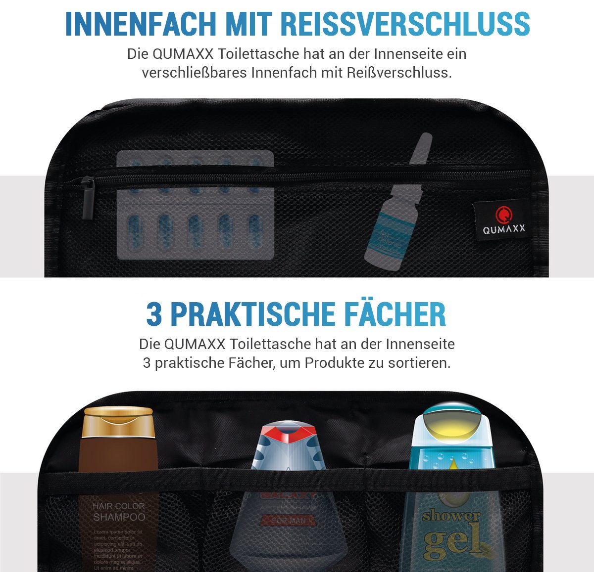 Qumaxx Kulturbeutel Herren, Ideal für Reisen, Toiletry Bag für Herren (Wasc günstig online kaufen