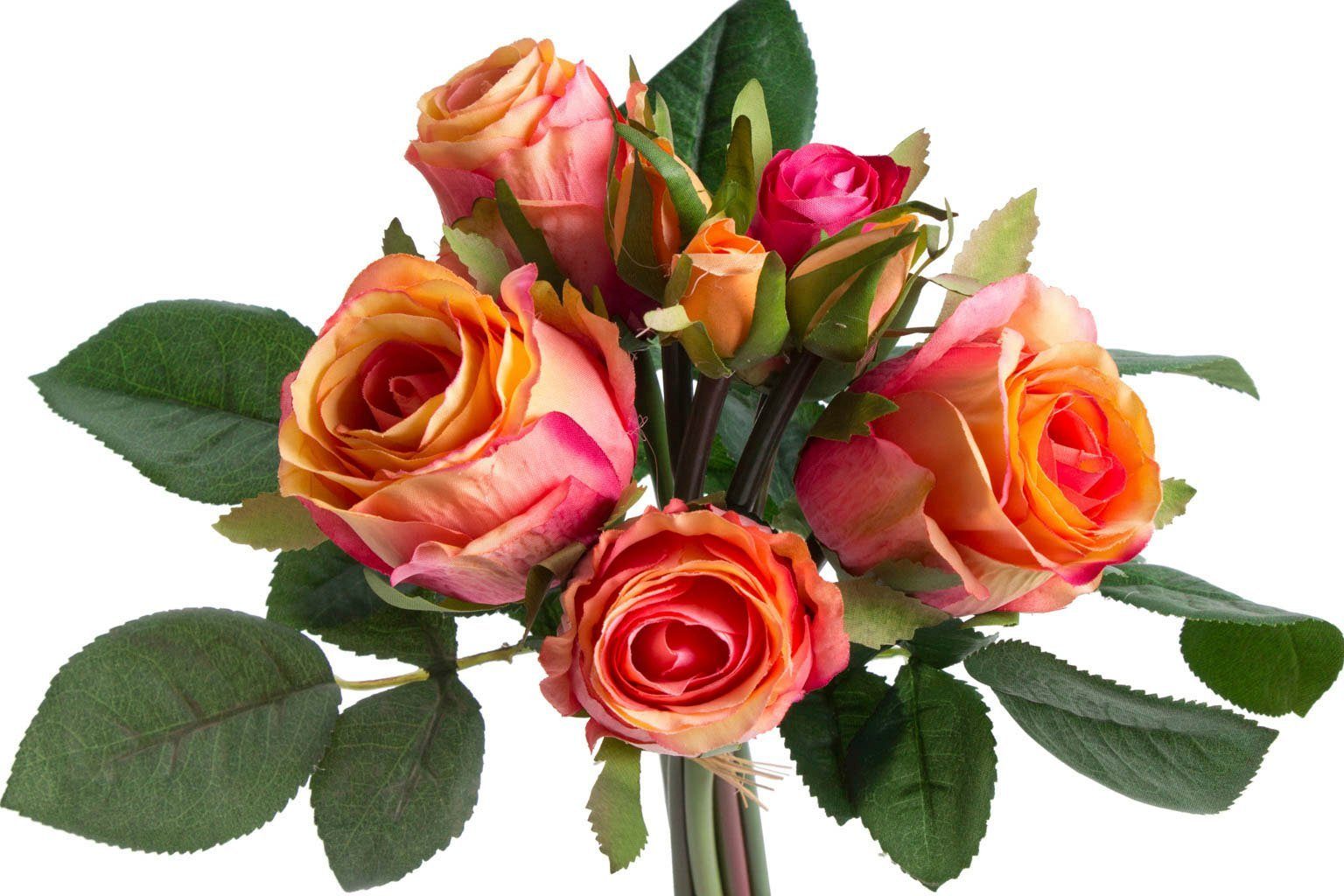 Kunstblume Rosenstrauß mit 5 Rosen und 3 Knospen, Botanic-Haus, Höhe 28 cm | Kunstblumen