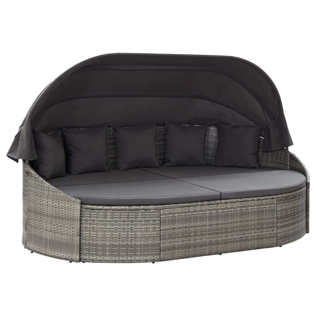 vidaXL Gartenliege »OutdoorLoungebett mit Dach Poly Rattan Schwarz«