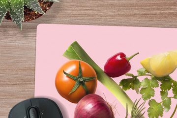 MuchoWow Gaming Mauspad Lebensmittel - Gemüse - Rosa (1-St), Mousepad mit Rutschfester Unterseite, Gaming, 40x40 cm, XXL, Großes