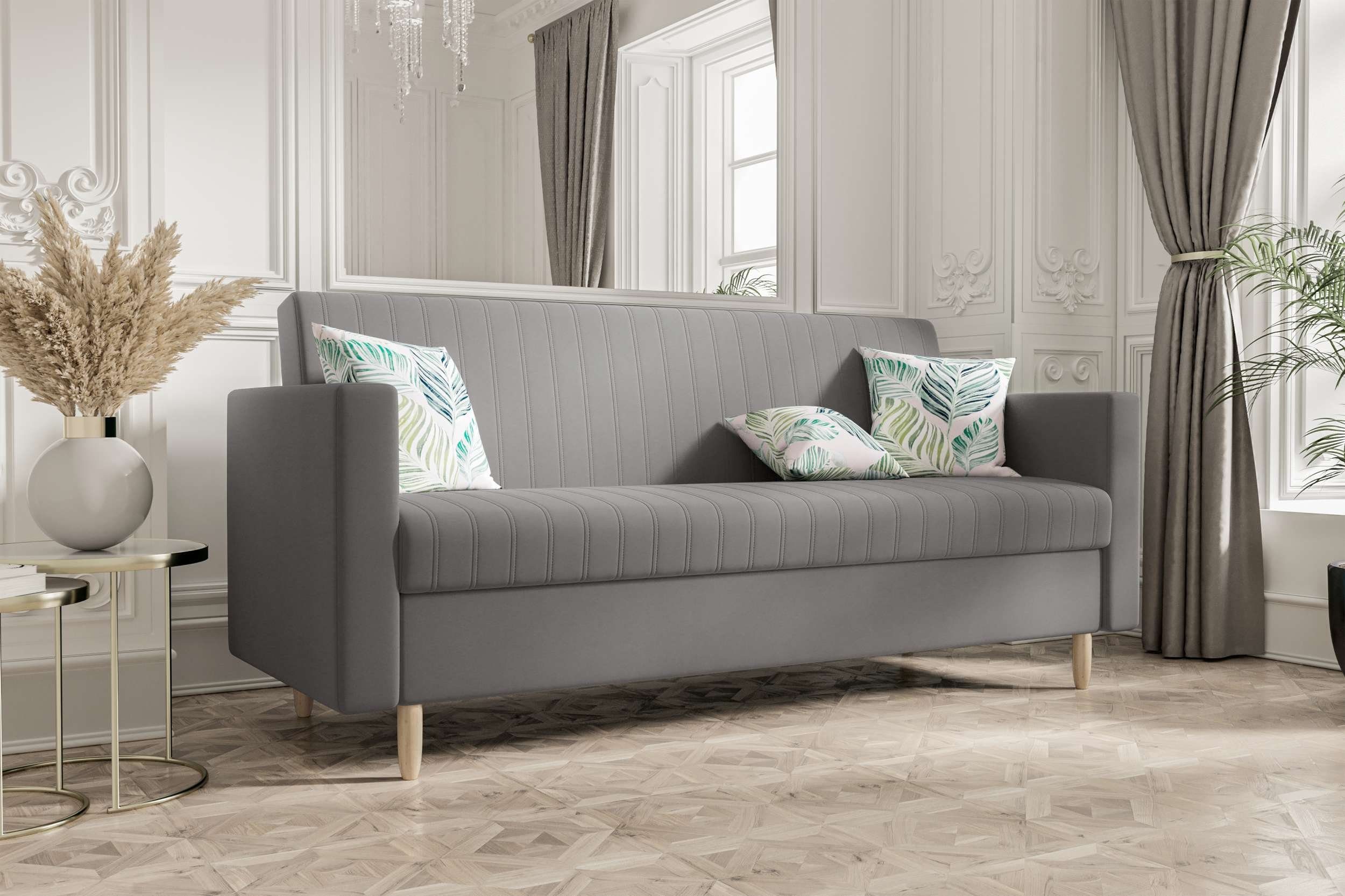mit Sofa, Bettkasten, 3-Sitzer Design Bettfunktion, Sitzkomfort, Modern mit Schlafsofa, Stylefy Melisa,
