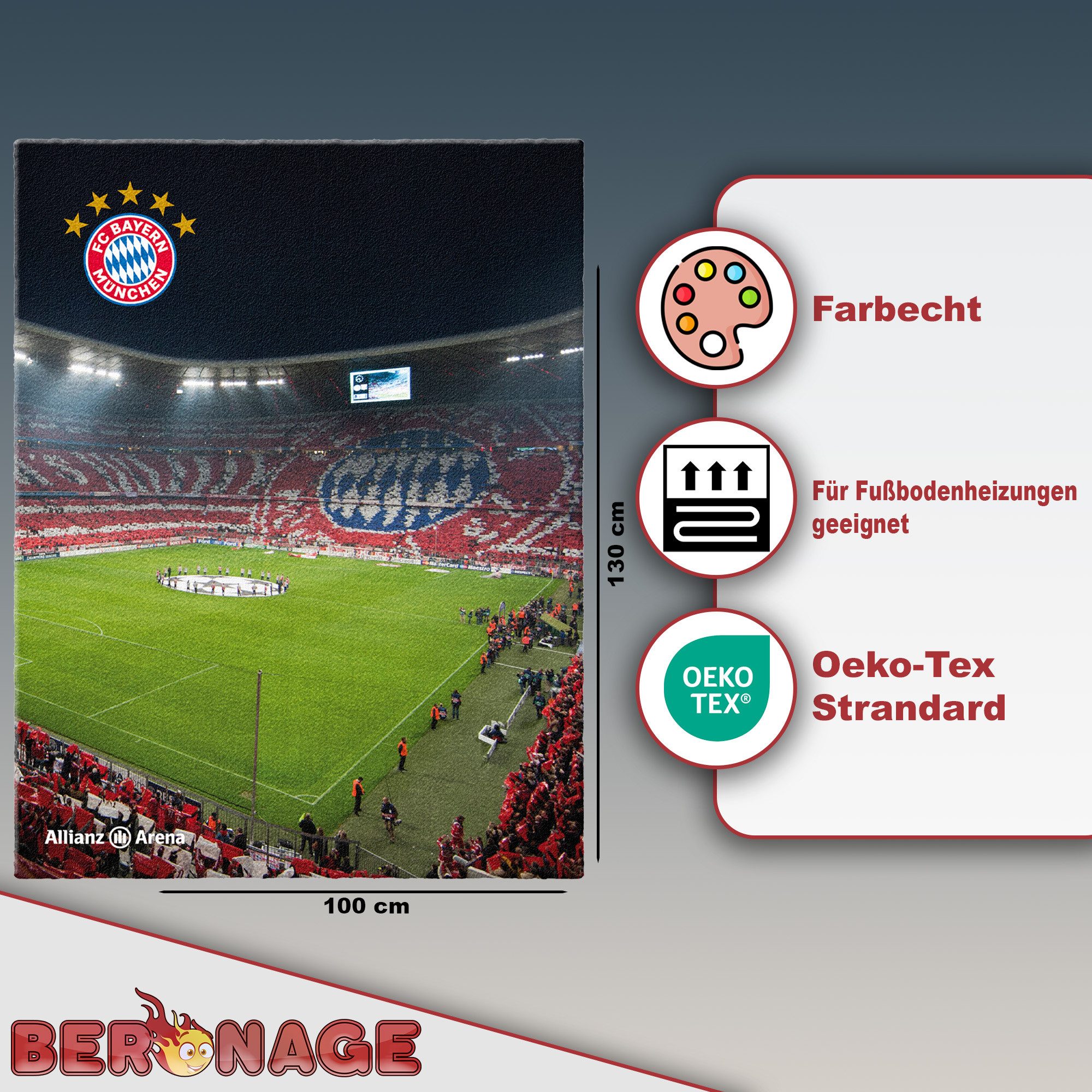 BERONAGE Kinderteppich FC Bayern München Teppich Allianz-Arena 100x130 cm, günstig online kaufen