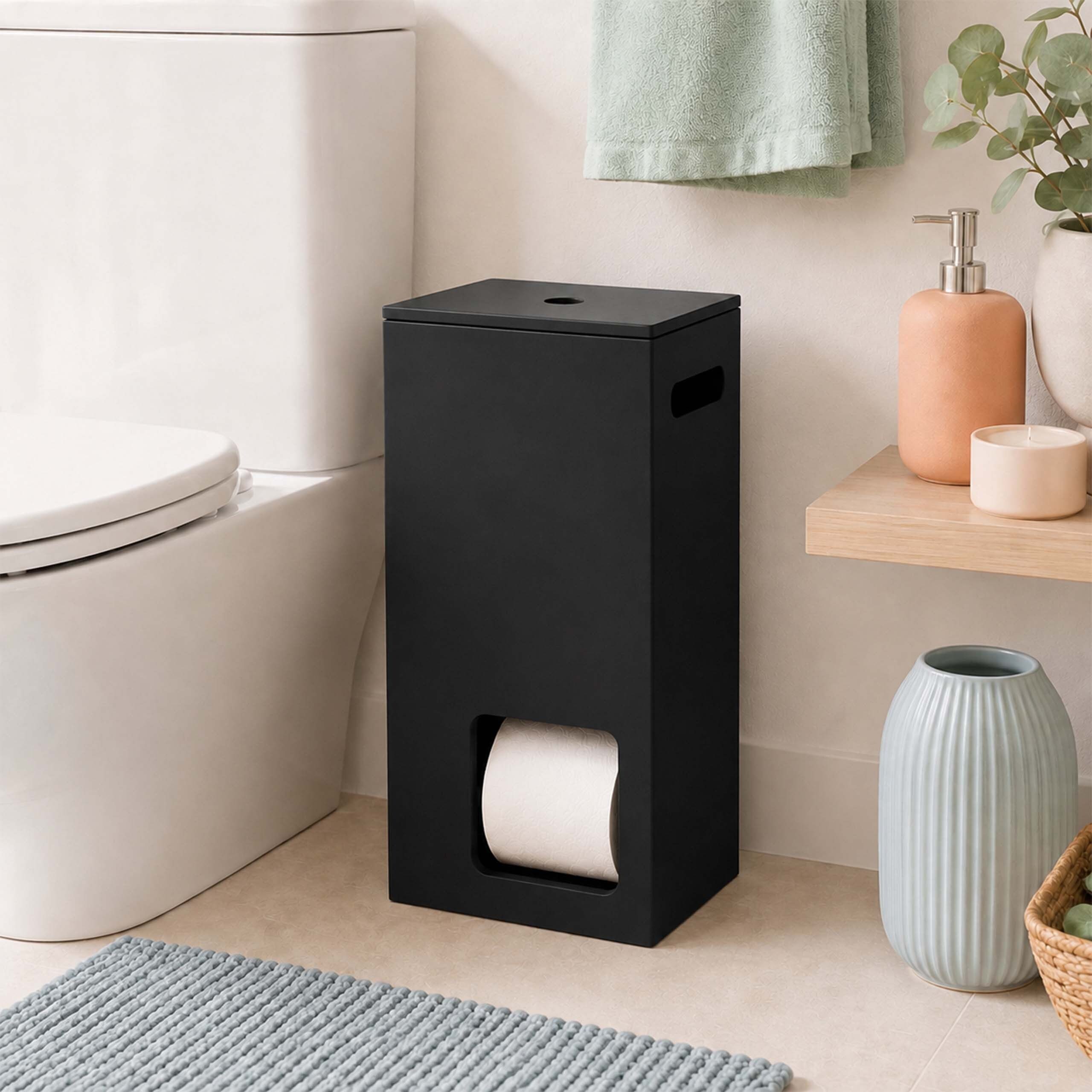 relaxdays Toiletten-Ersatzrollenhalter Toilettenpapier Aufbewahrung 8 Rollen (1-St), schwarz – Bild 2 von 5