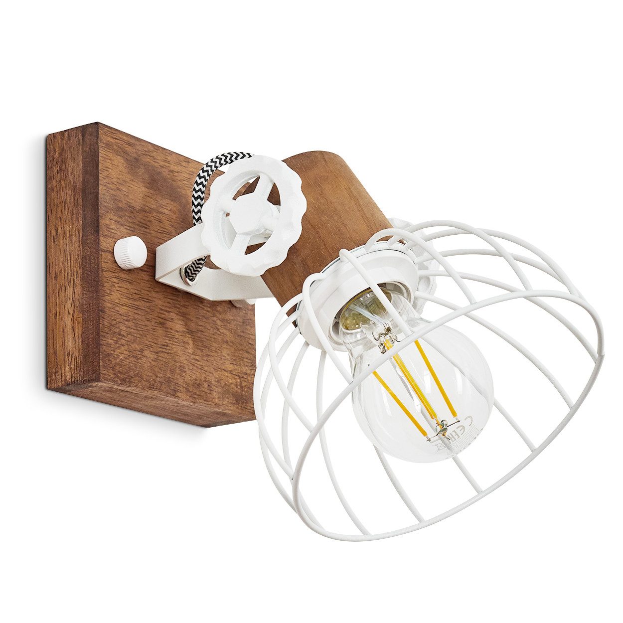 hofstein Wandleuchte »Cotes« Wandlampe aus Holz/Metall in Braun/Weiß m. Lic günstig online kaufen