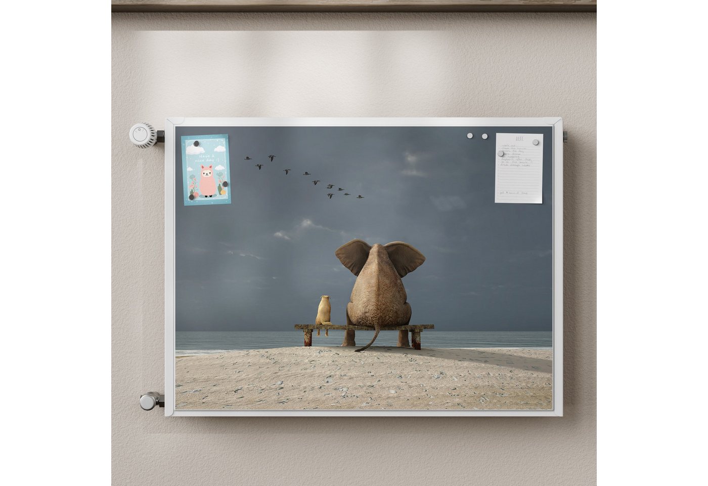 Thumbnail - DEQORI Magnetfolie 'Tierische Freunde am Meer', beschreibbar Heizung Magnetmatte magnetisch Magnetfolie