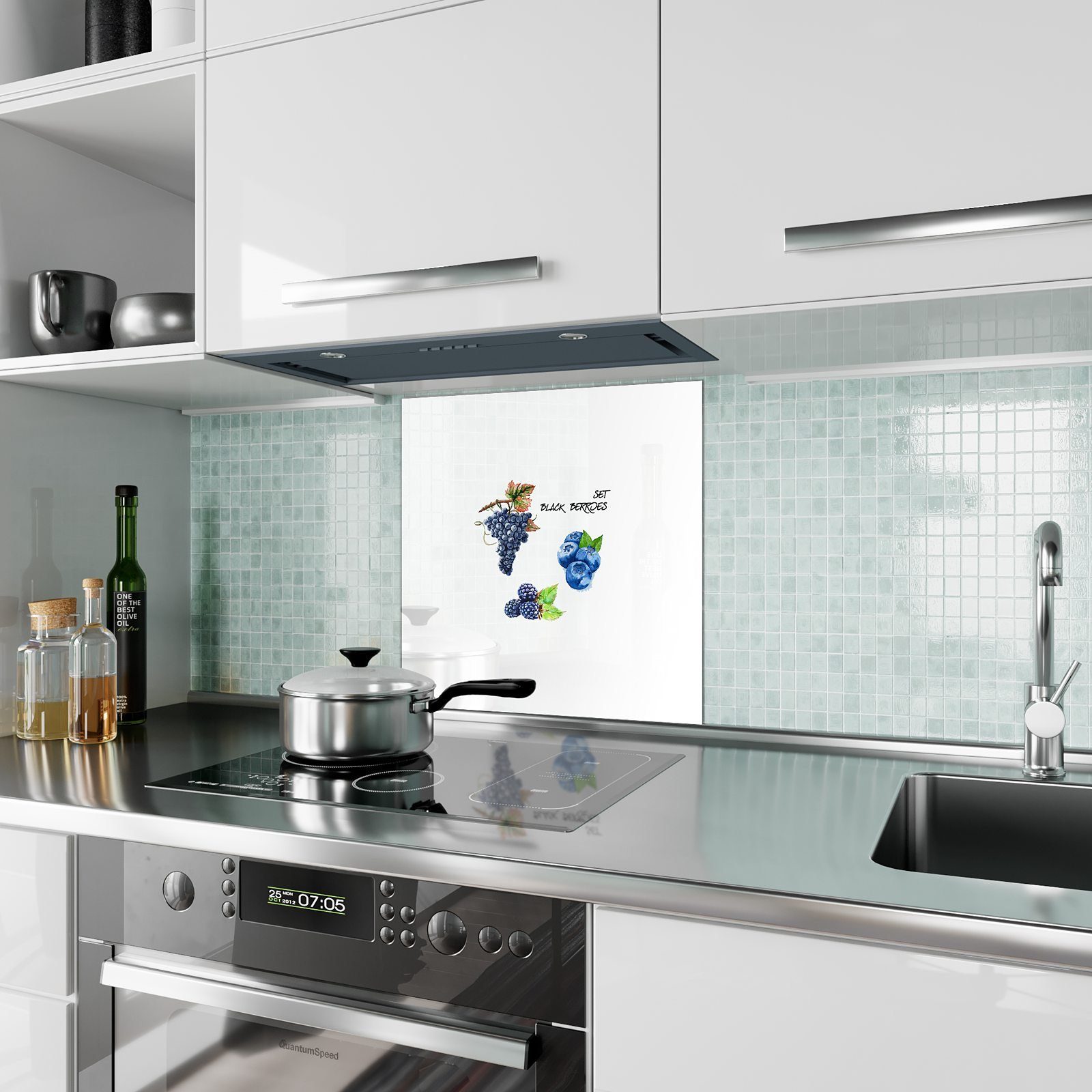 Primedeco Küchenrückwand Küchenrückwand mit Motiv Spritzschutz Beeren Set Glas