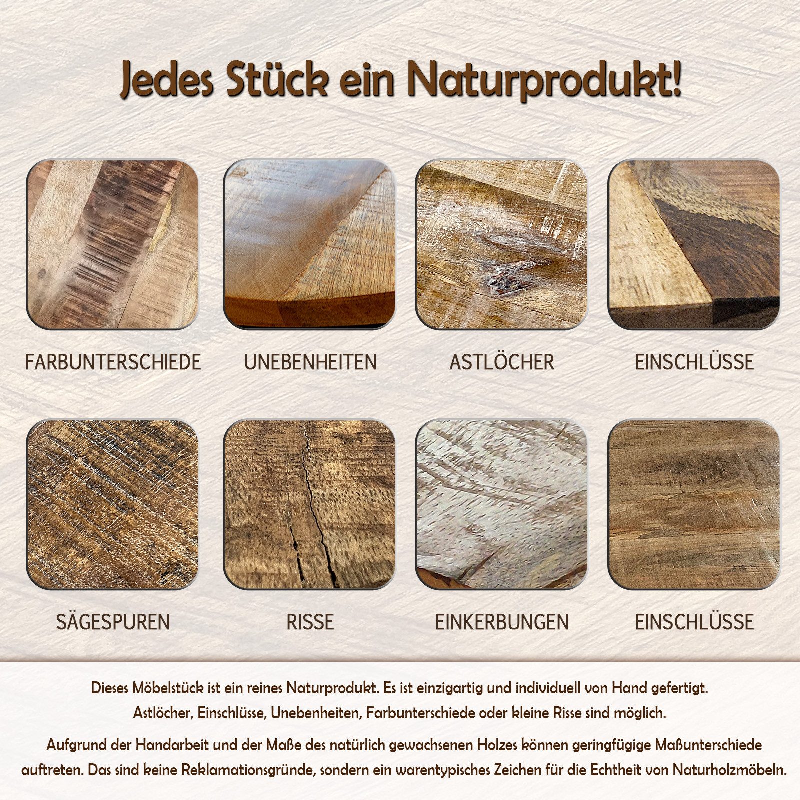 Amagohome Couchtisch 2er-Set sechseckige Couchtische München aus massivem Mangoholz & Eisen – Bild 5 von 5