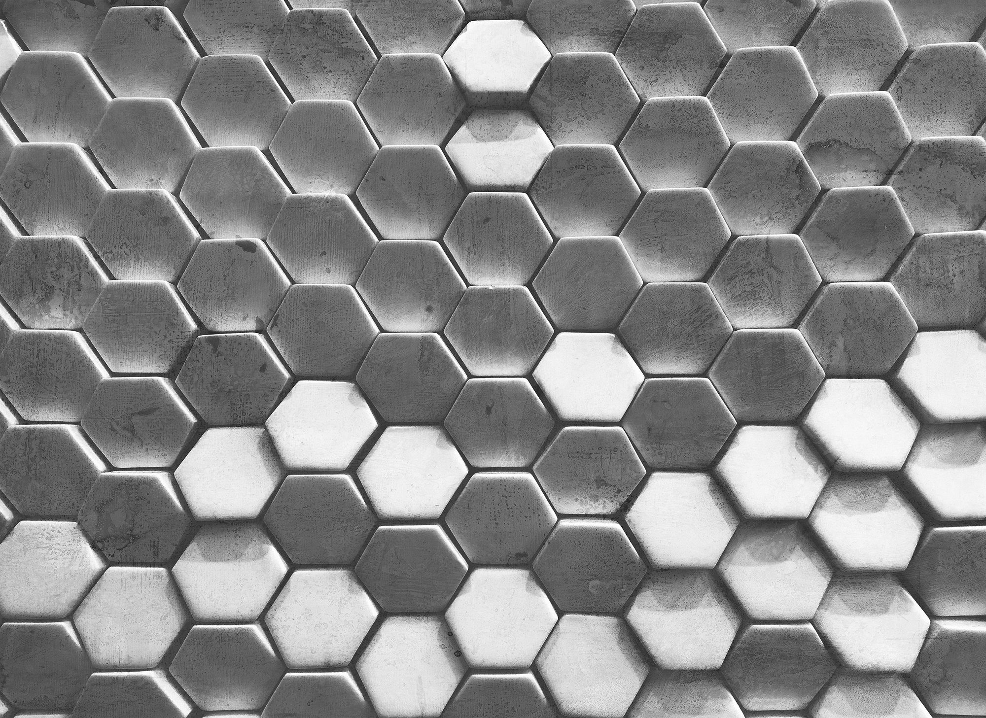 living walls Fototapete Designwalls Hexagon Surface 1, glatt, (5 St), Vlies, Wand, Schräge, Decke