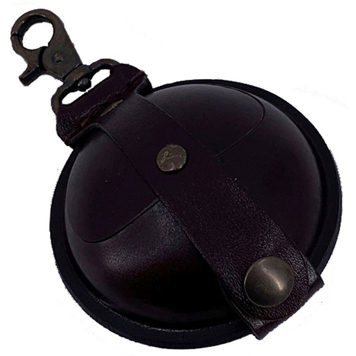 Mika Gürteltasche Schlüsselanhänger / Kleingeldbörse groß Sattelleder 9cm braun