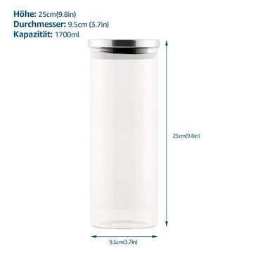 MULISOFT Vorratsglas, Glas, (4-tlg., 1700ml), Vorratsdose Küchen, Gewürzdosen