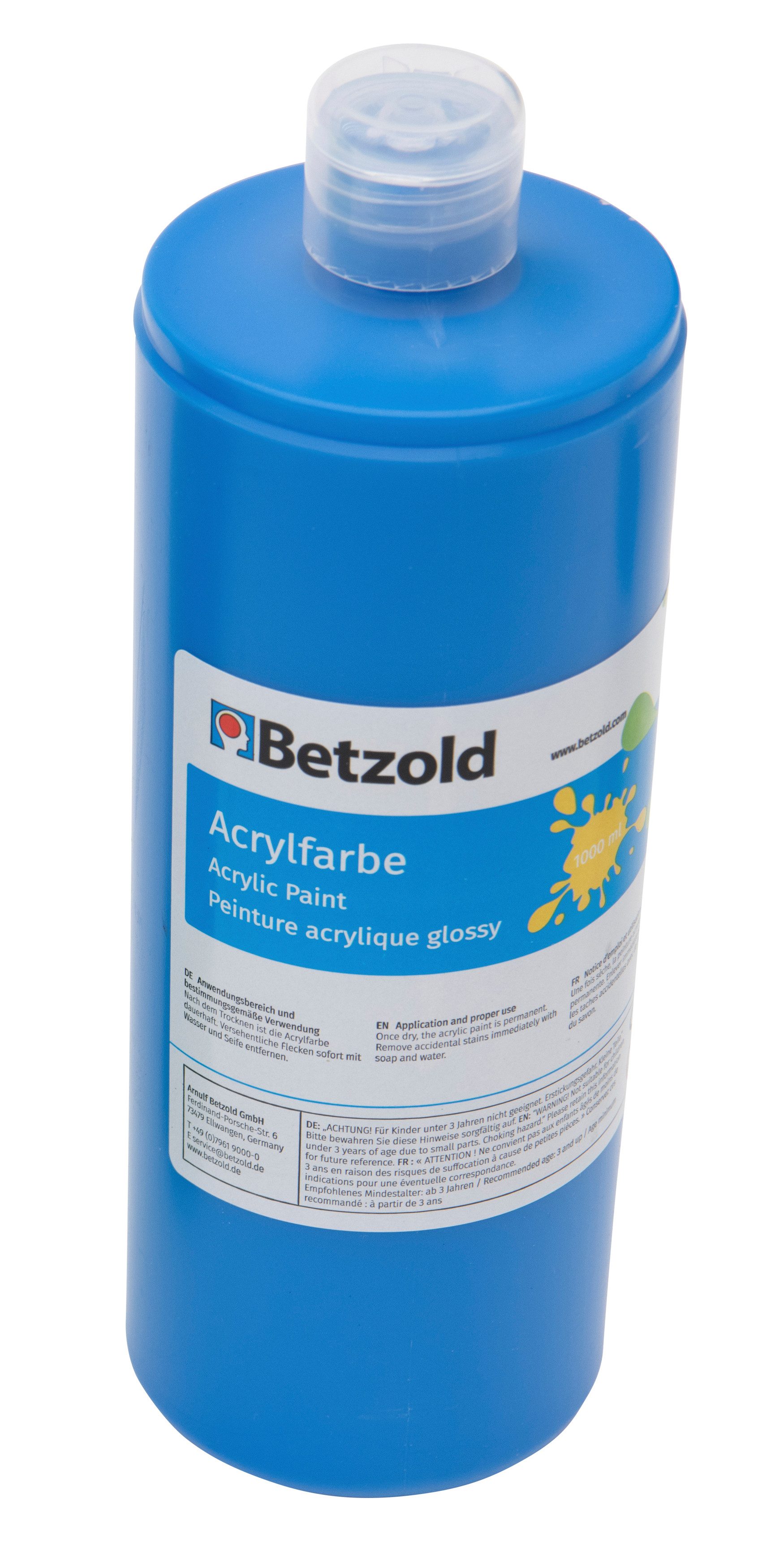 Betzold Acrylfarbe Acrylfarbe 1 l - Hohe Deckkraft mit Glanzeffekt, Wasserfest