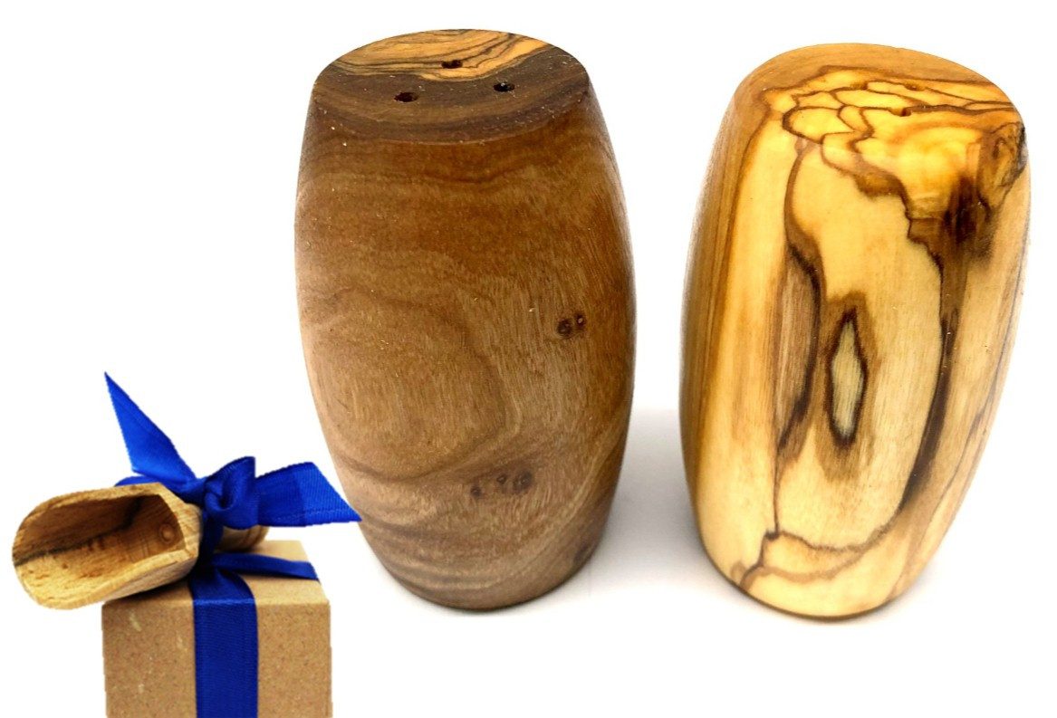 Olivenholz-erleben Salz- / Pfefferstreuer 2er Set Salz- und Pfefferstreuer FASS aus Olivenholz, (Set, 2-tlg), Kombination aus edlem Olivenholz