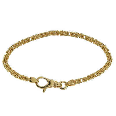 HOPLO Goldarmband Goldkette Königskette Länge 21cm - Breite 3,0mm - 585-14 Karat Gold