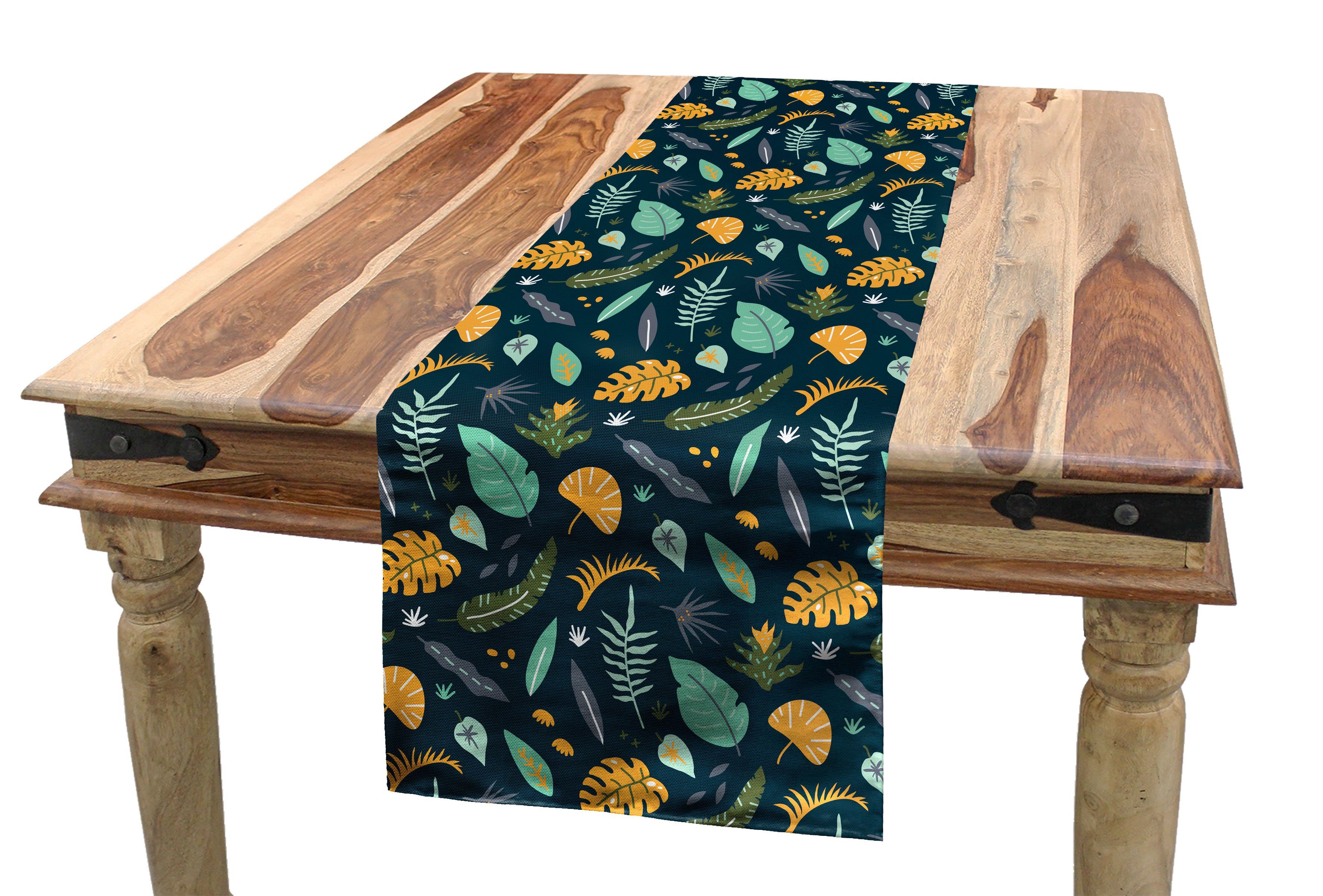 Abakuhaus Tischläufer Esszimmer Küche Rechteckiger Dekorativer Tischläufer, Blätter Tropische Pflanzen Pattern