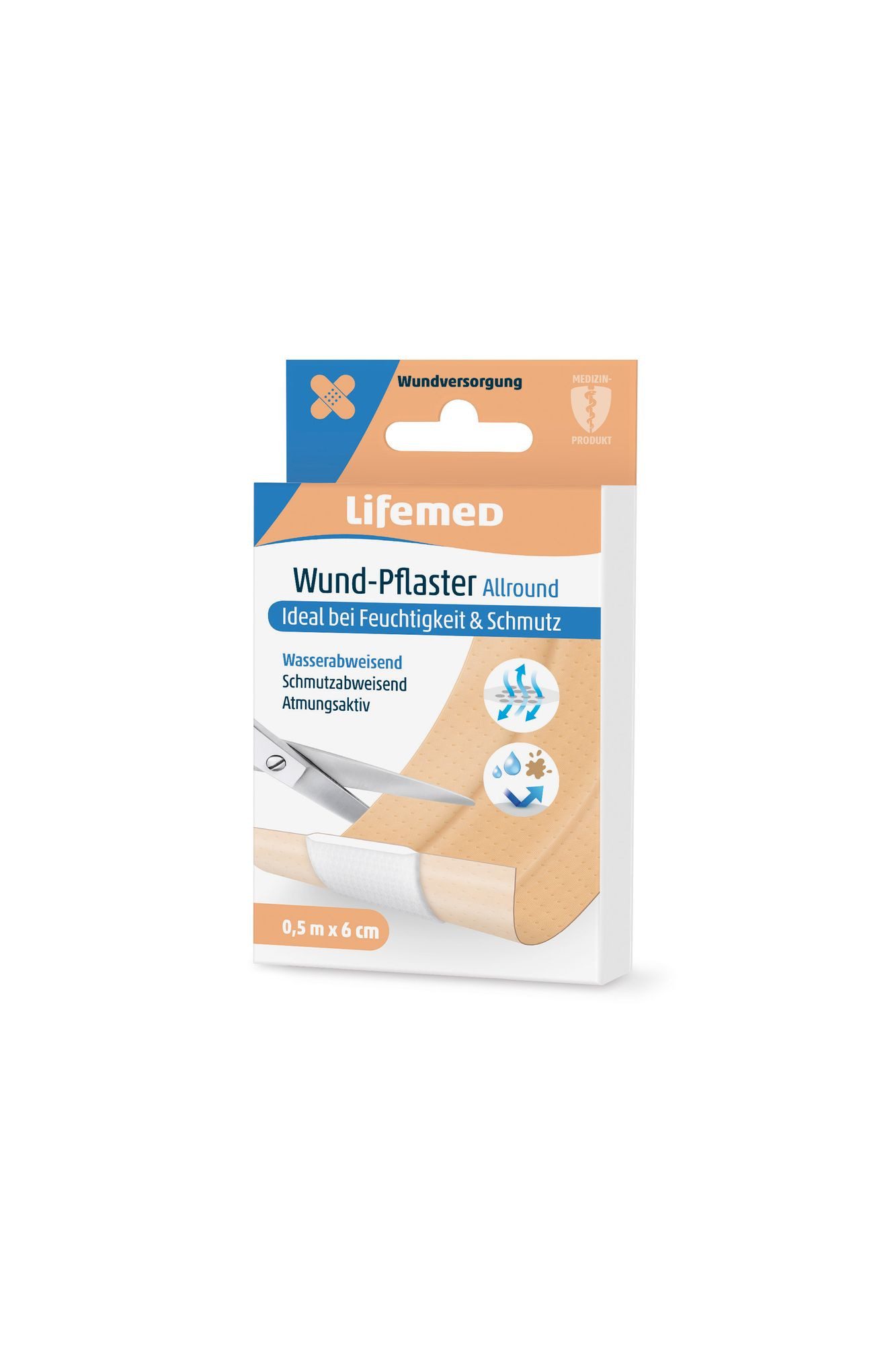 LifeMed Wundpflaster Lifemed Wund-Pflaster 0,5 m x 6 cm hautfarben Allround