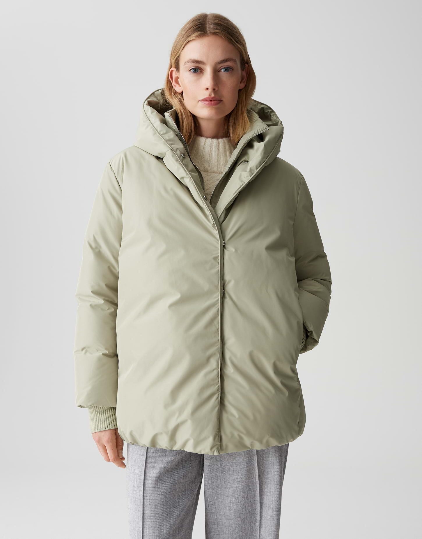 OPUS Winterjacke HELAH aus recyceltem Polyester weite Passform, glatter Gri günstig online kaufen