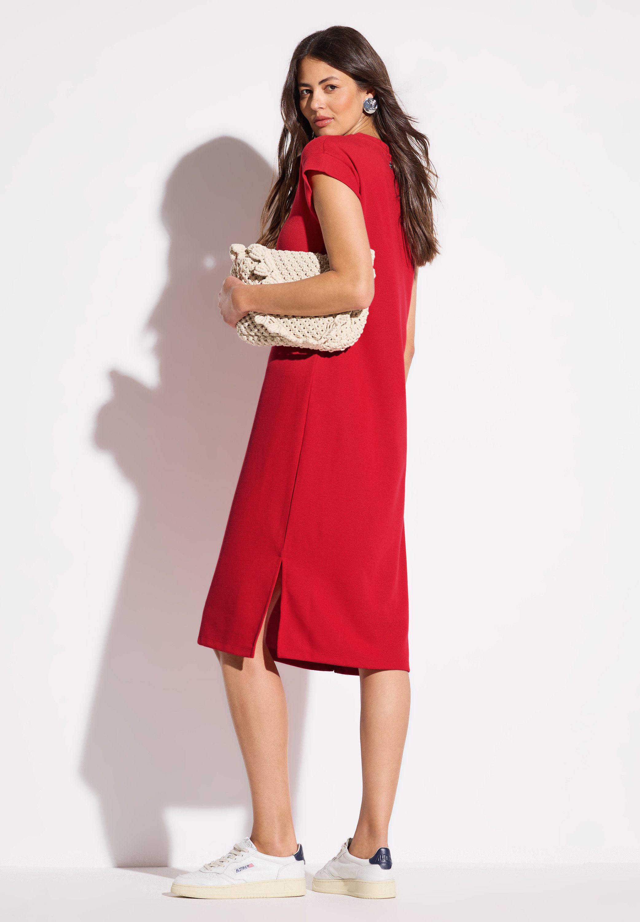 STREET ONE Midikleid mit Rippstruktur günstig online kaufen