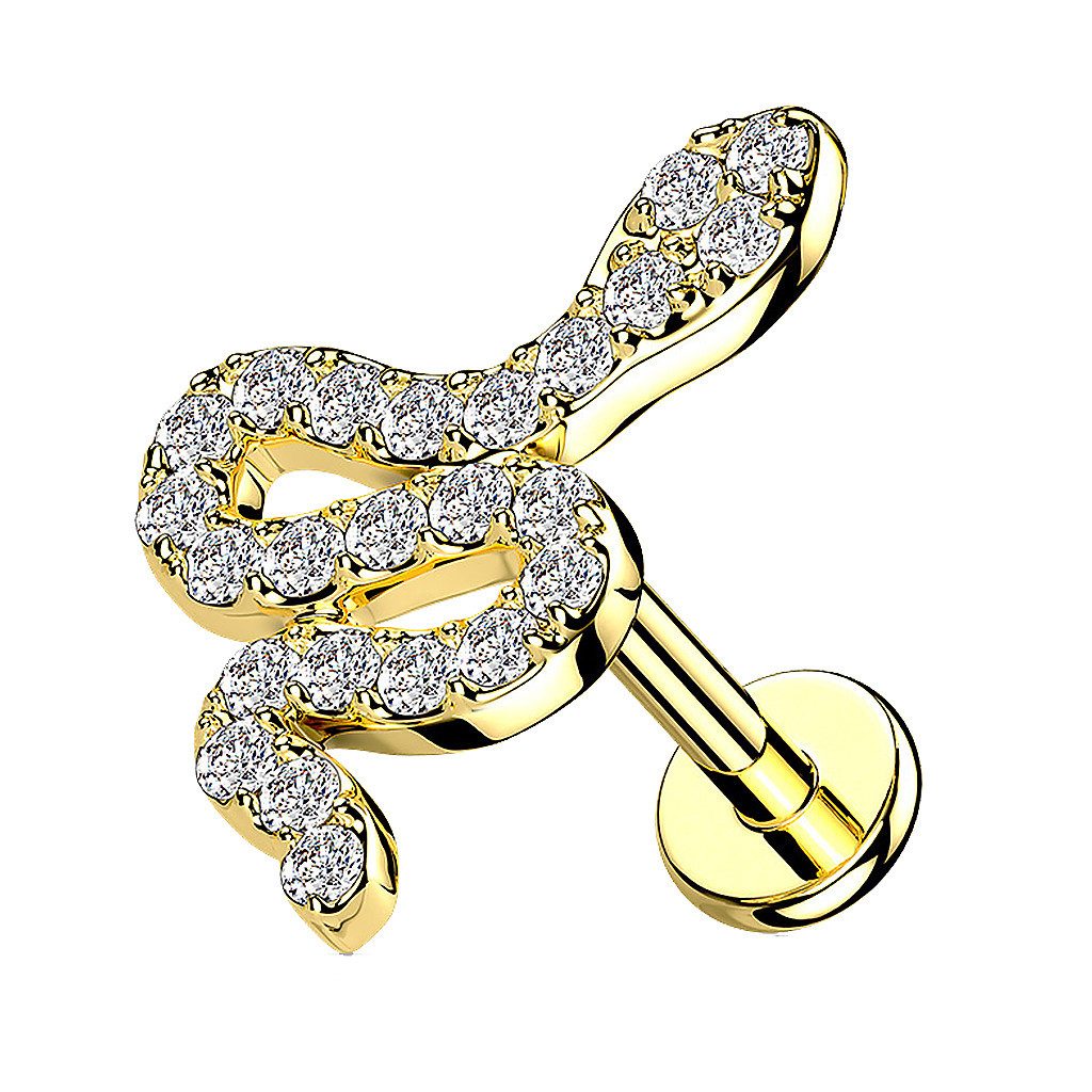 Taffstyle Piercing-Set Tragus Knorpel Piercing flach Zirkonia Schlange Gold günstig online kaufen