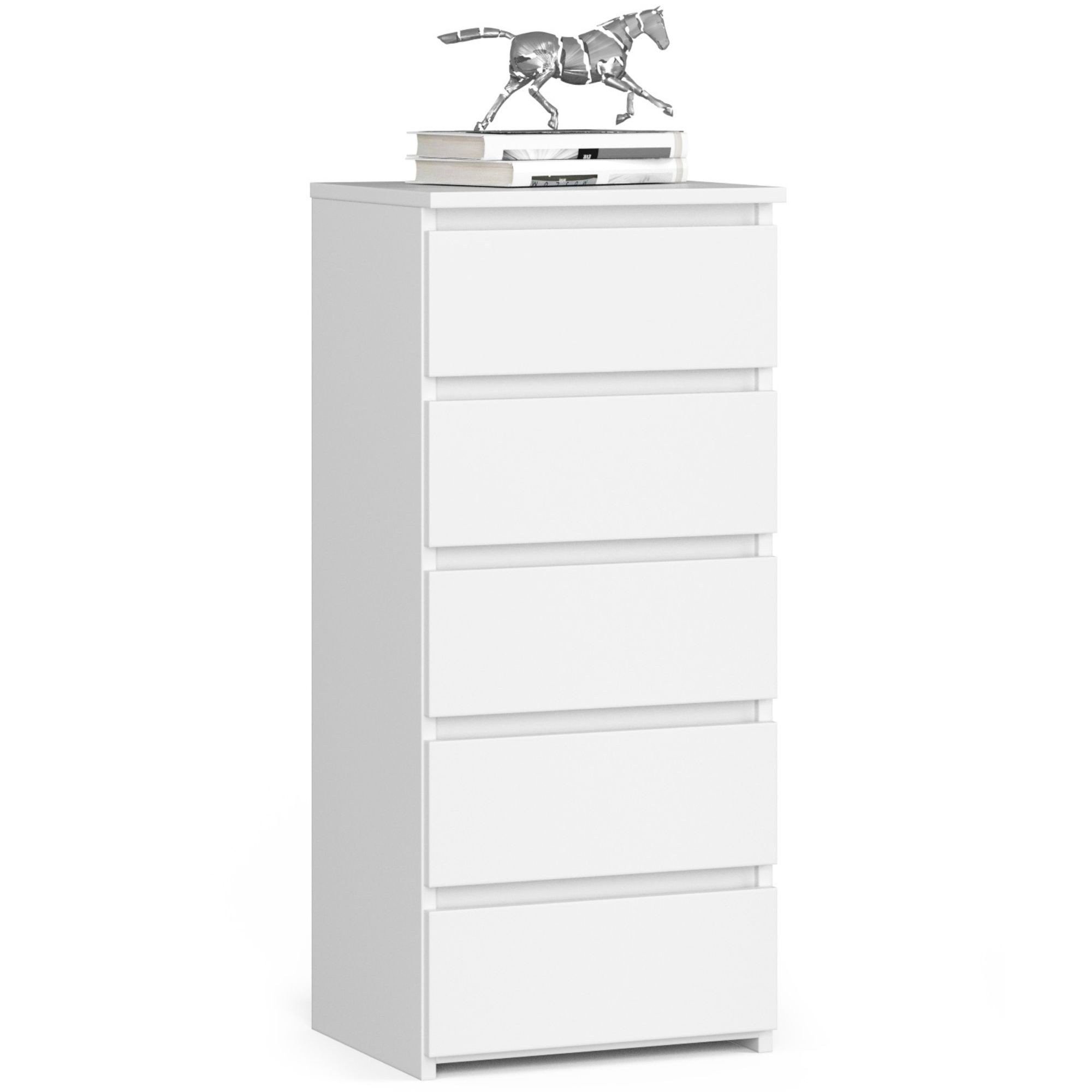 Raumhirsch Furniture Kommode mit 5 Schubladen 40 cm breit Holz Schrank, (viele Farbvarianten - Maße: 40 x 92 x 35 cm) - Hochwertig & stabil