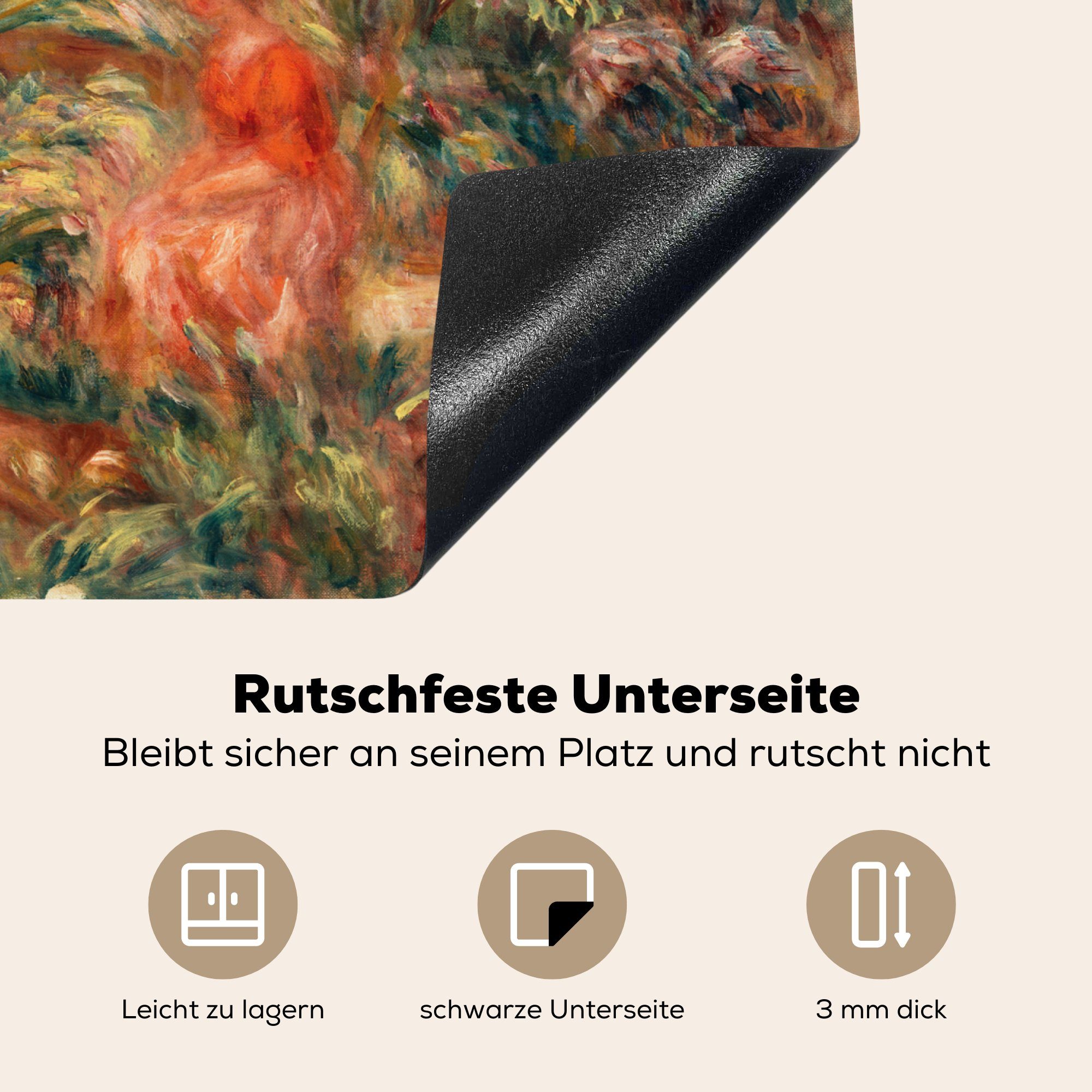 Mobile Herdblende-/Abdeckplatte Malerei (1 60x52 Arbeitsfläche MuchoWow Kunst Renoir, nutzbar, cm, - Vinyl, Ceranfeldabdeckung - tlg),