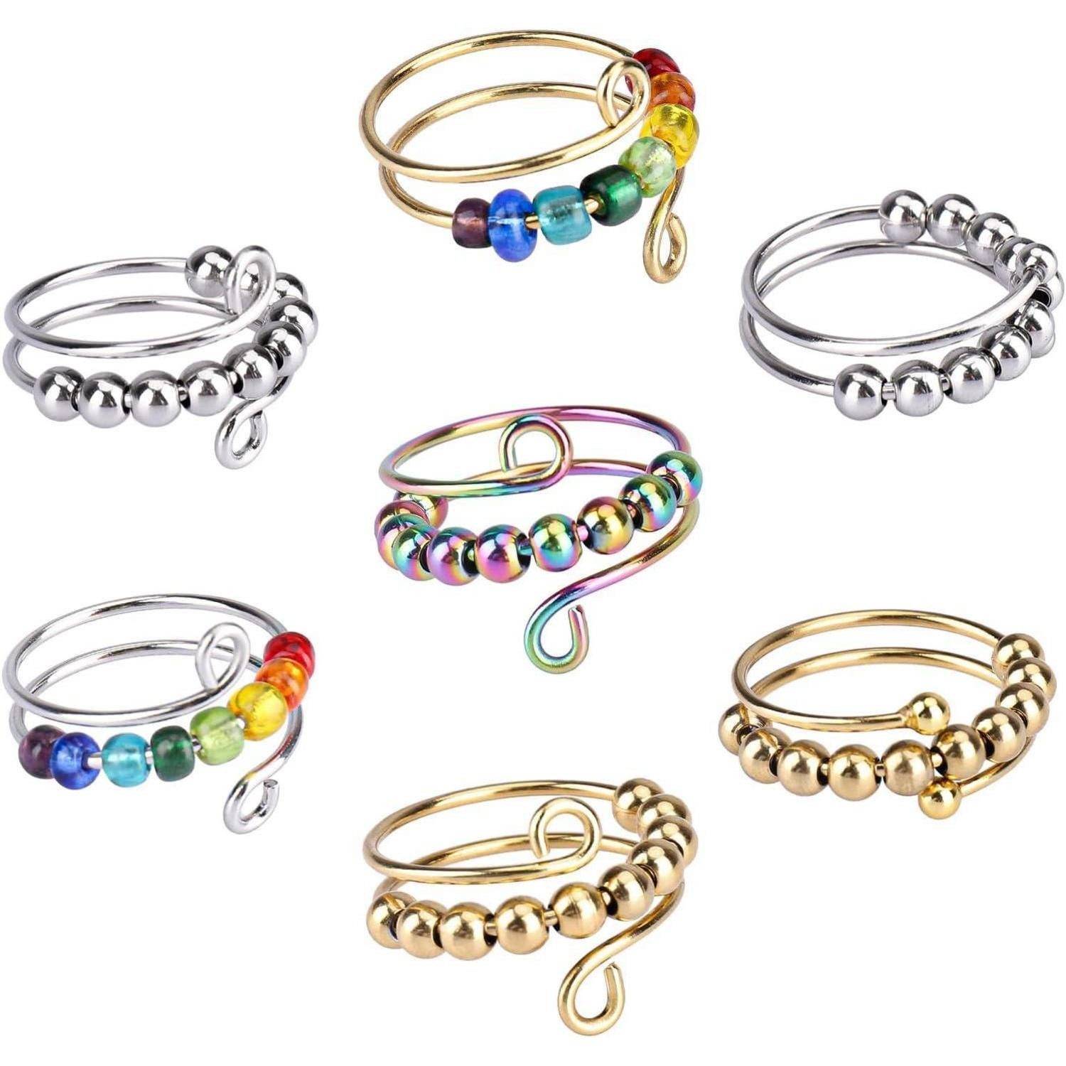 LuxusKollektion Dekohänger Antistress Ring 7er Set Damen Mädchen Bunte Vers günstig online kaufen