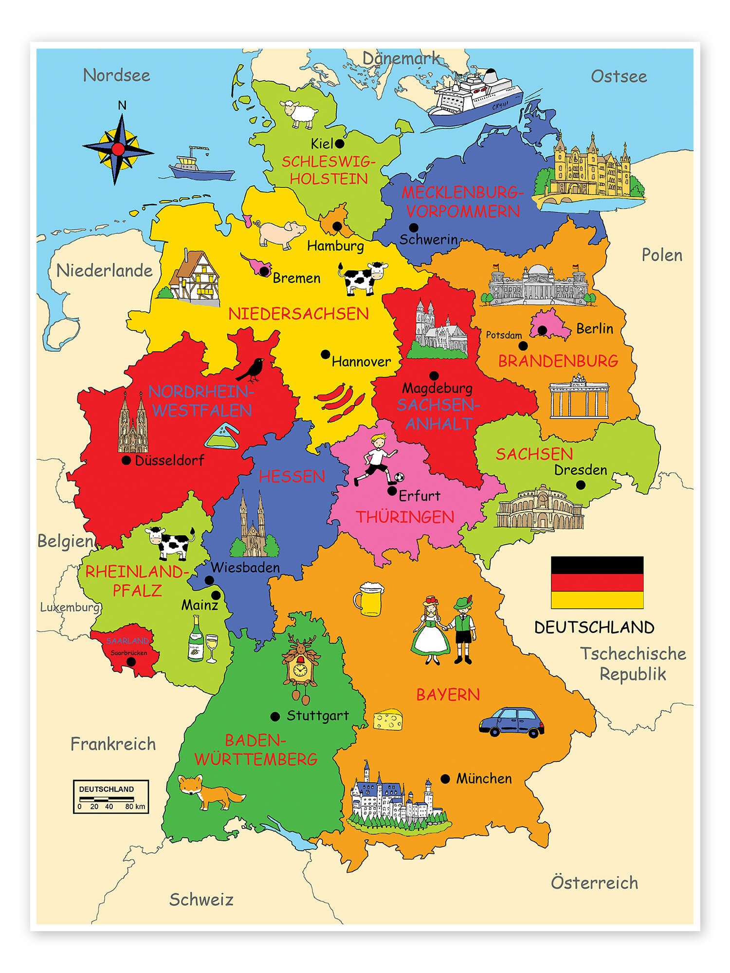 Posterlounge Wandbild Bundesländer für Kinder, Fluffy Feelings, erhältlich günstig online kaufen