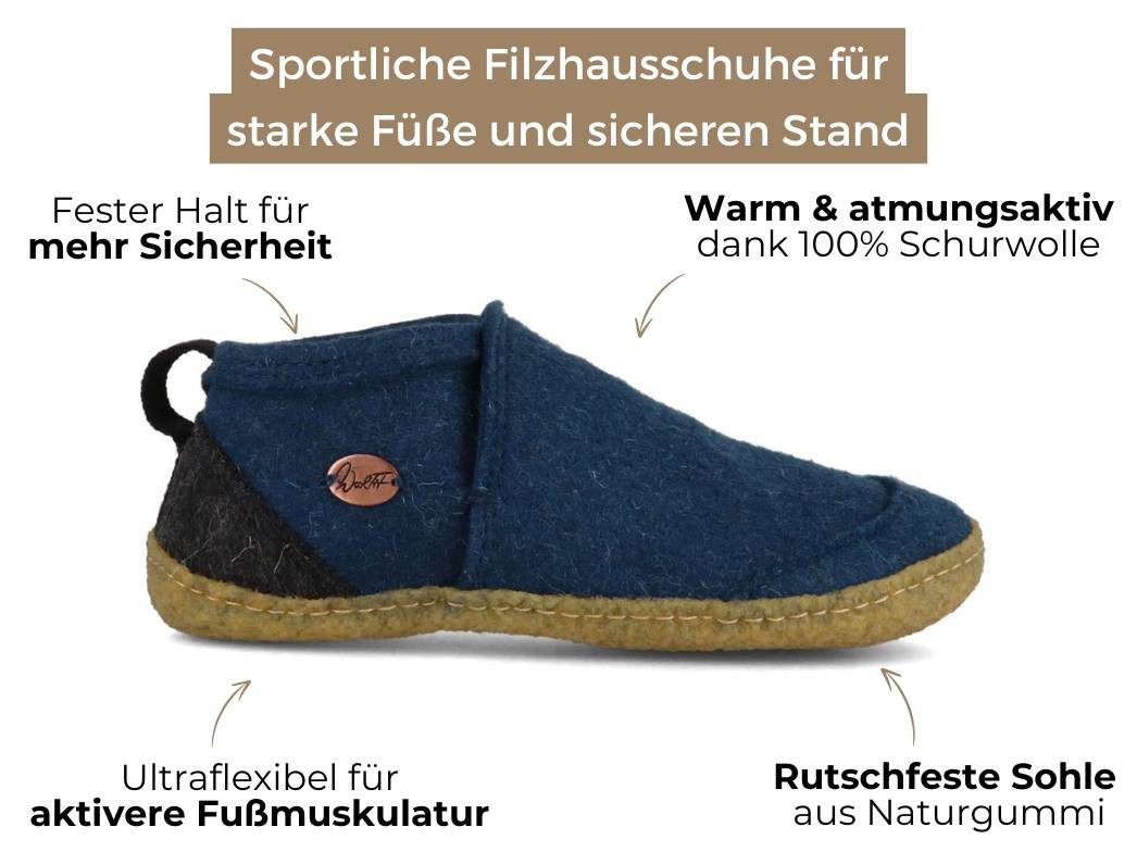 WoolFit Homeoffice Hausschuhe Taiga Hausschuh mit Naturkautschuk Sohle – Bild 2 von 5