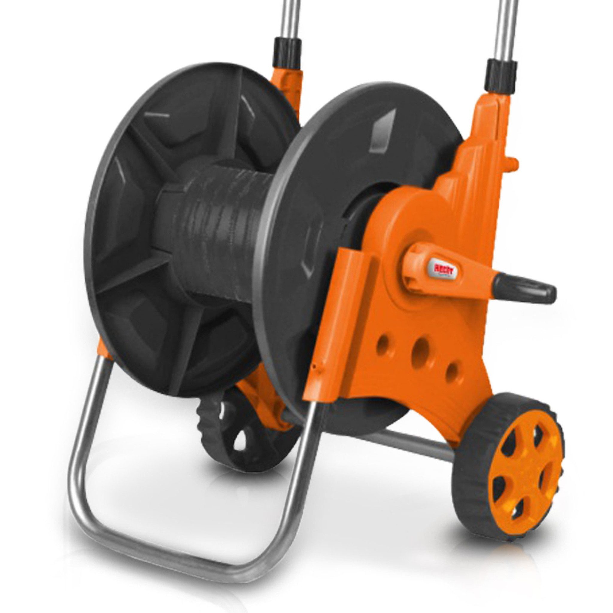 Hecht Schlauchwagen 50 Meter mit 1/2" Durchmesser Schlauchaufroller, witterungsbeständig, Schlauchanschlussstücke