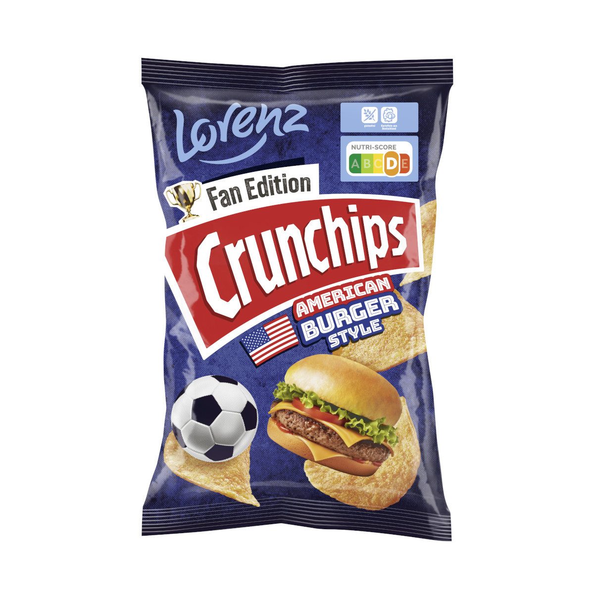 LORENZ Knabberei, Lorenz Crunchips Fan Edition American Burger Style Packung 130g