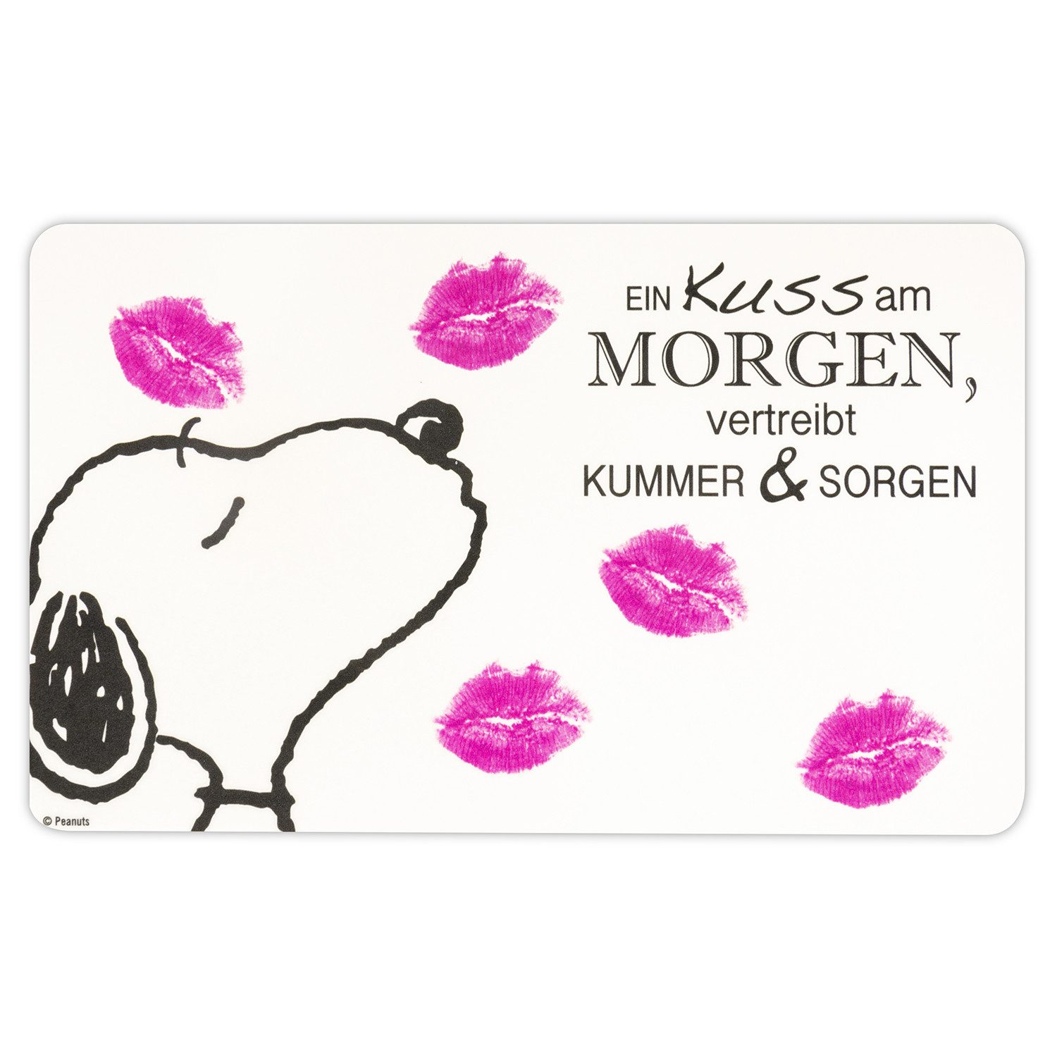 United Labels® Frühstücksbrett Peanuts Snoopy - Ein Kuss am Morgen, vertreibt Kummer & Sorgen!, Resopal