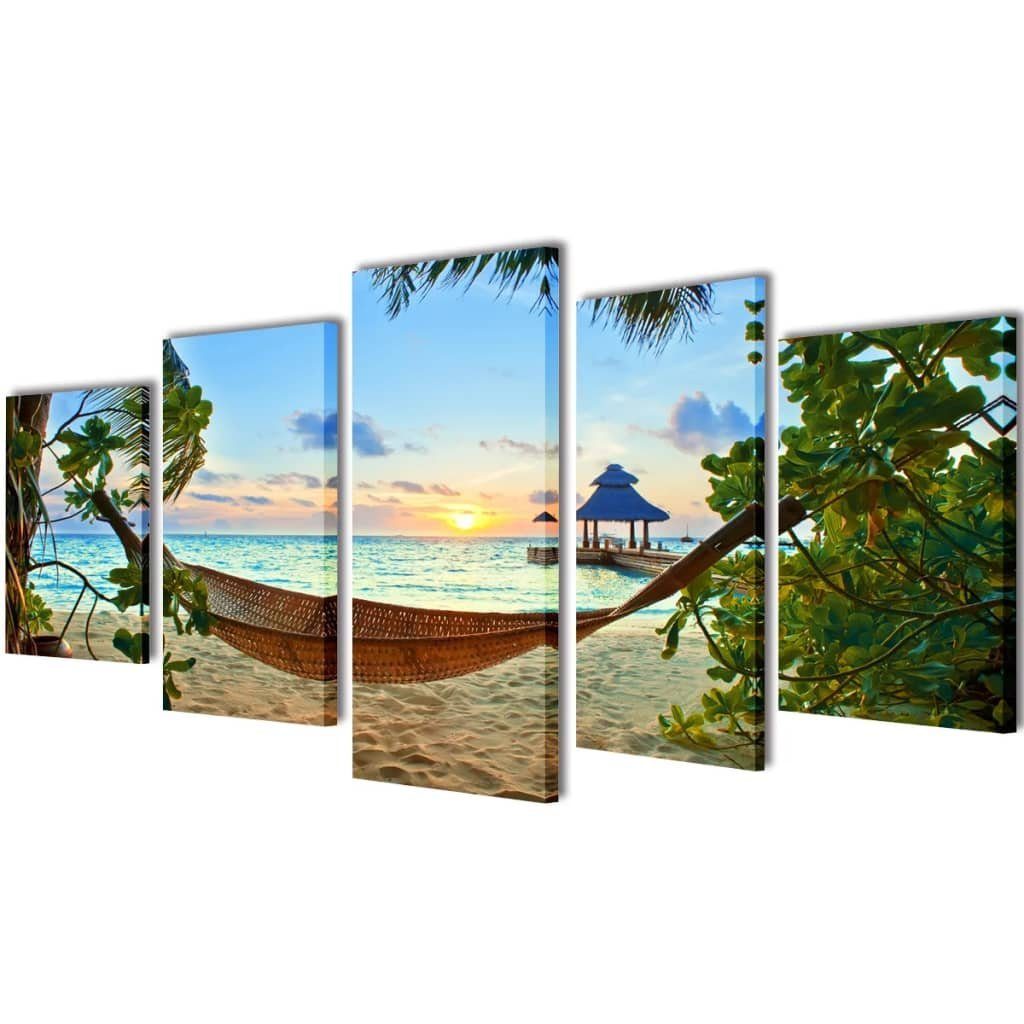 vidaXL Wandbild Bilder Dekoration Set Hängematte 200 x 100 cm