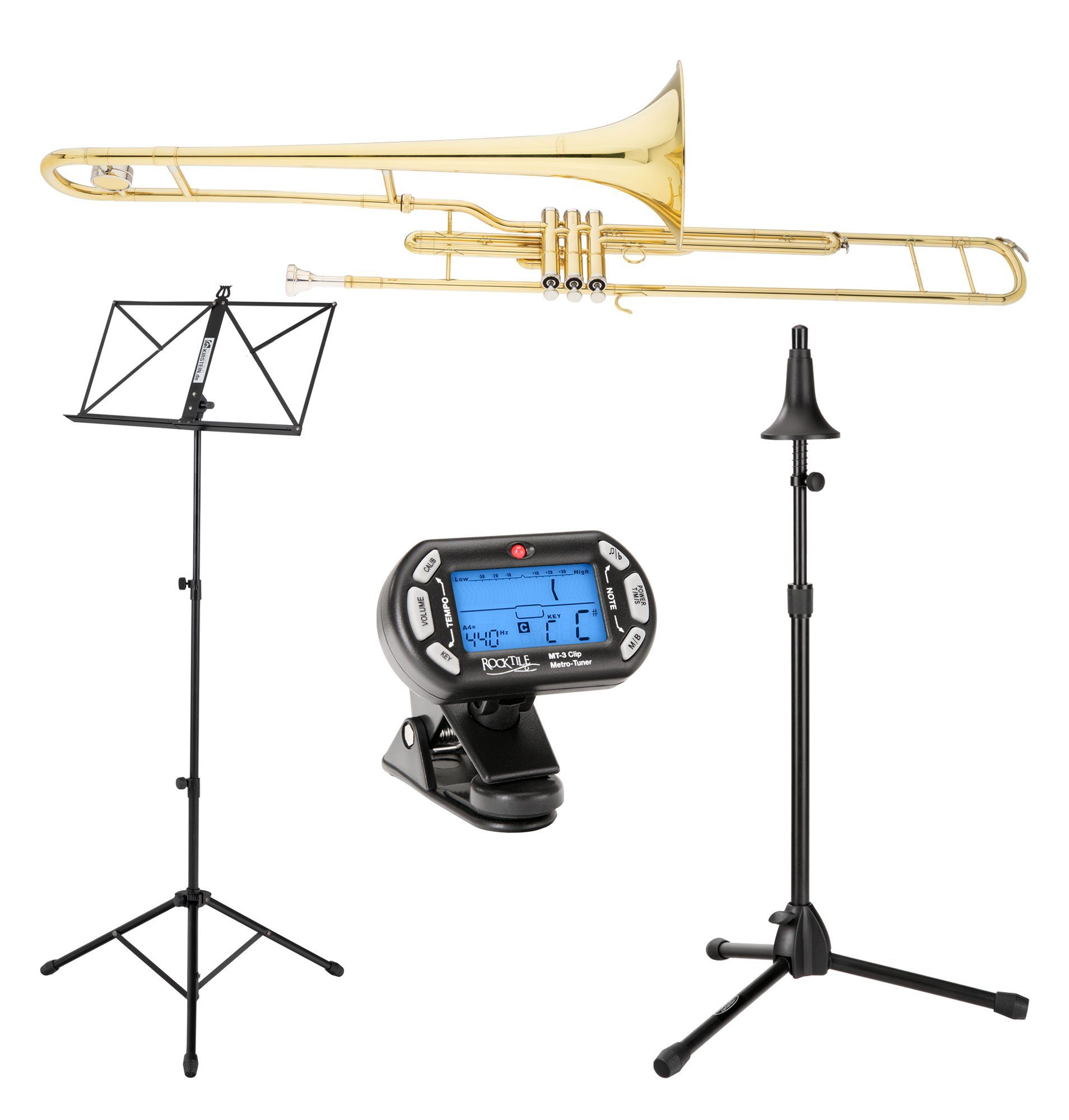 Classic Cantabile Posaune VP-16 Ventilposaune, (Spar-Set, inkl. Metronom, Notenständer und Posaunenständer)