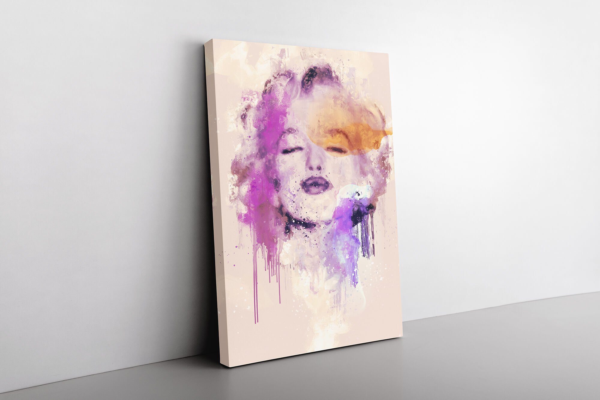 Sinus Art Leinwandbild Marilyn Monroe Porträt Abstrakt Kunst Filmlegende Ikone Farbenfroh 60x90cm Leinwandbild