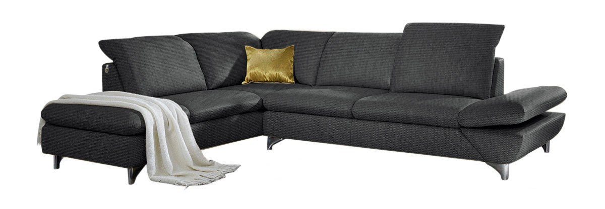 W.SCHILLIG Ecksofa Taoo, elegant und zeitlos, bequem, L-Form, Breite 296cm, mit Sitziefenverstellung & Kopfteilverstellung