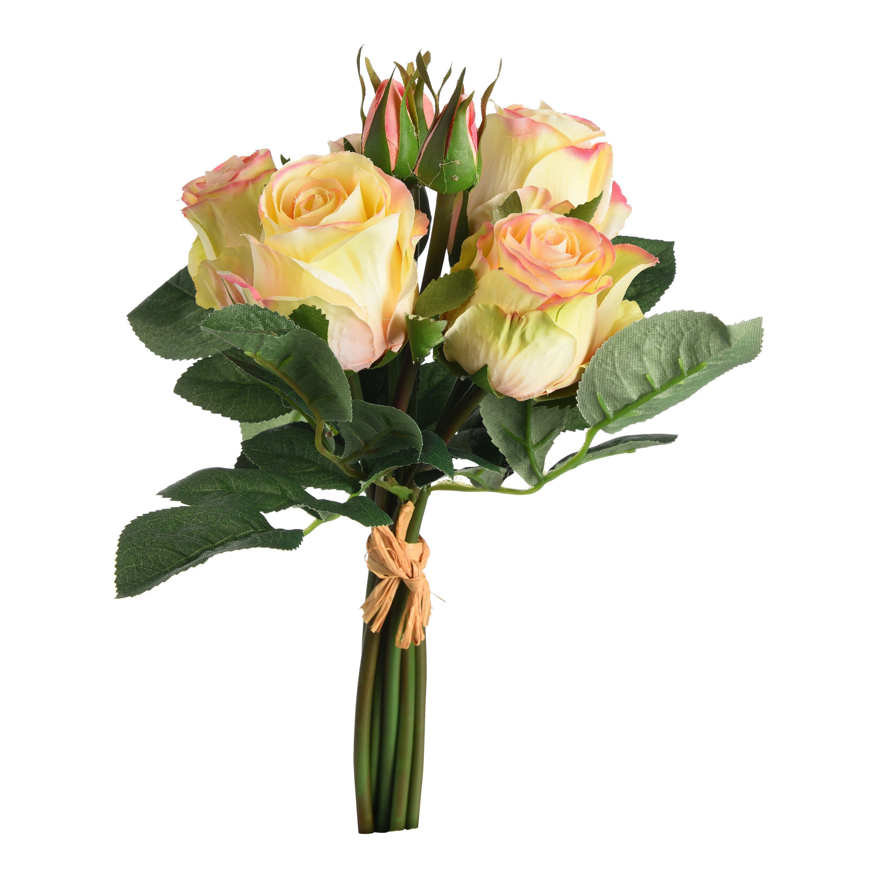 Kunstblume Kunst-Blumenbund Rosen, Depot, aus Polyethylen, Polyester, Eisen, Styropor, Papier, L 28 Zentimeter Hellrosa